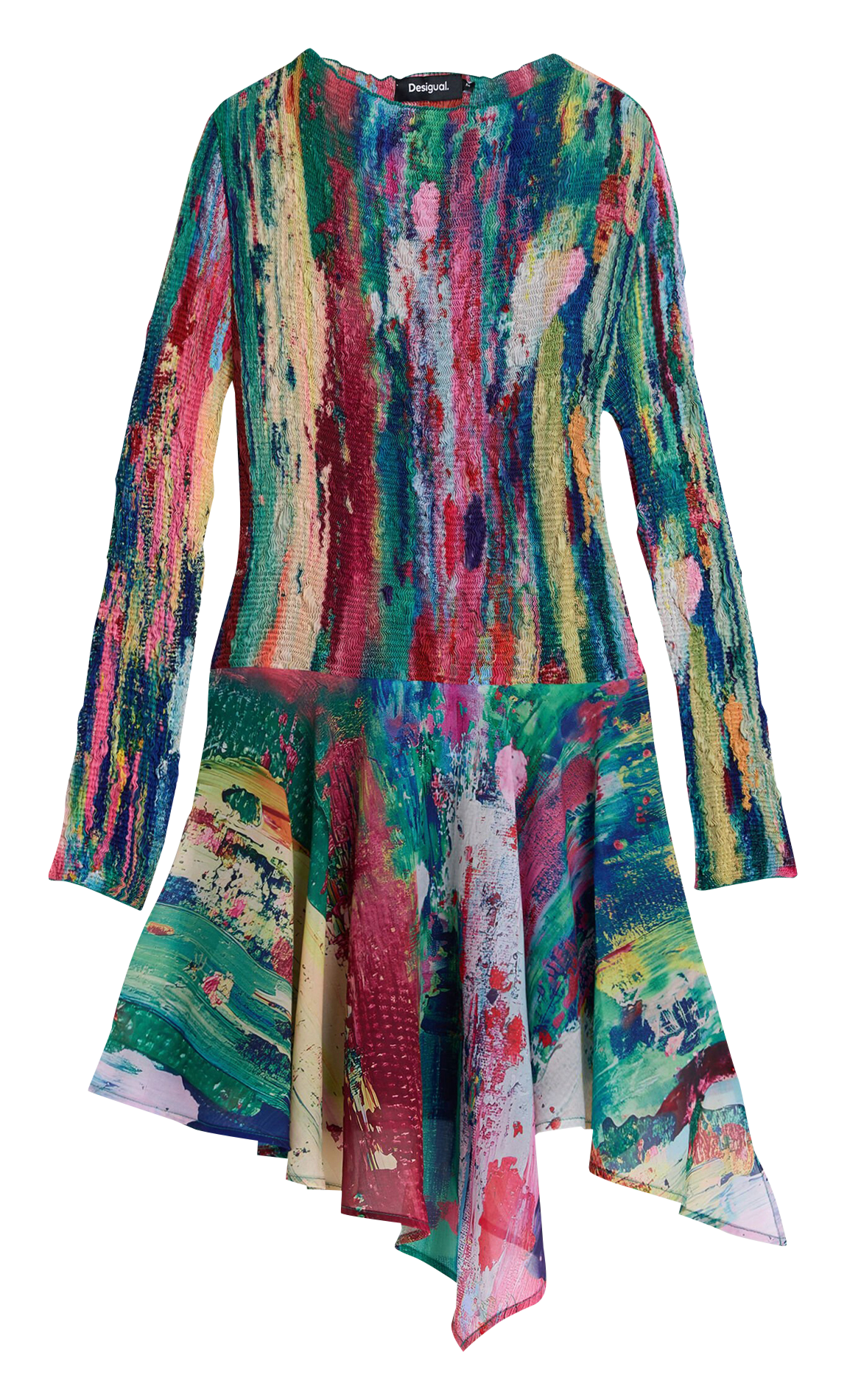 Bedrucktes Kurzkleid mit U-Boot-Ausschnitt DESIGUAL Mehrfarbig