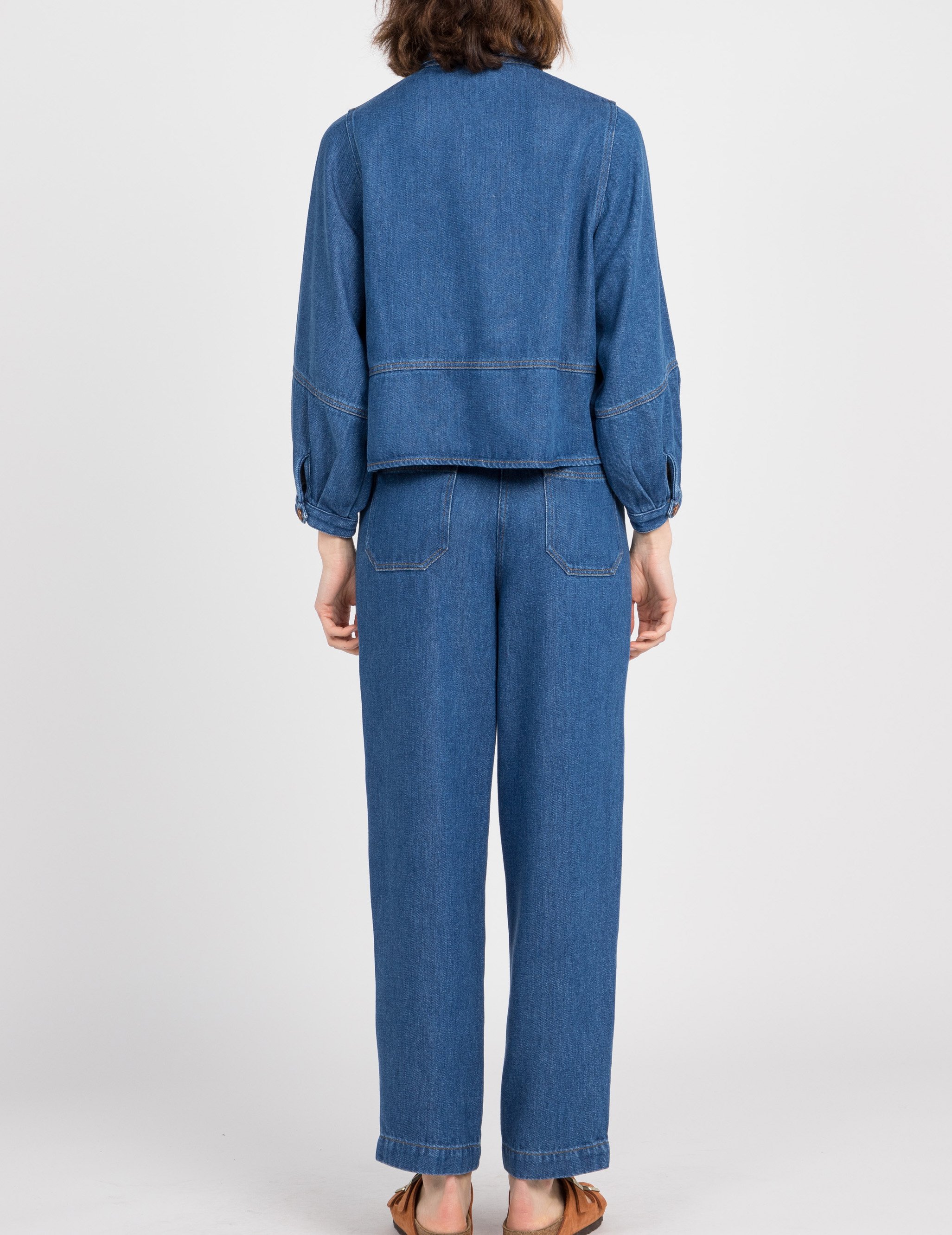 Denim jacket with classic collar SESSUN Blue
