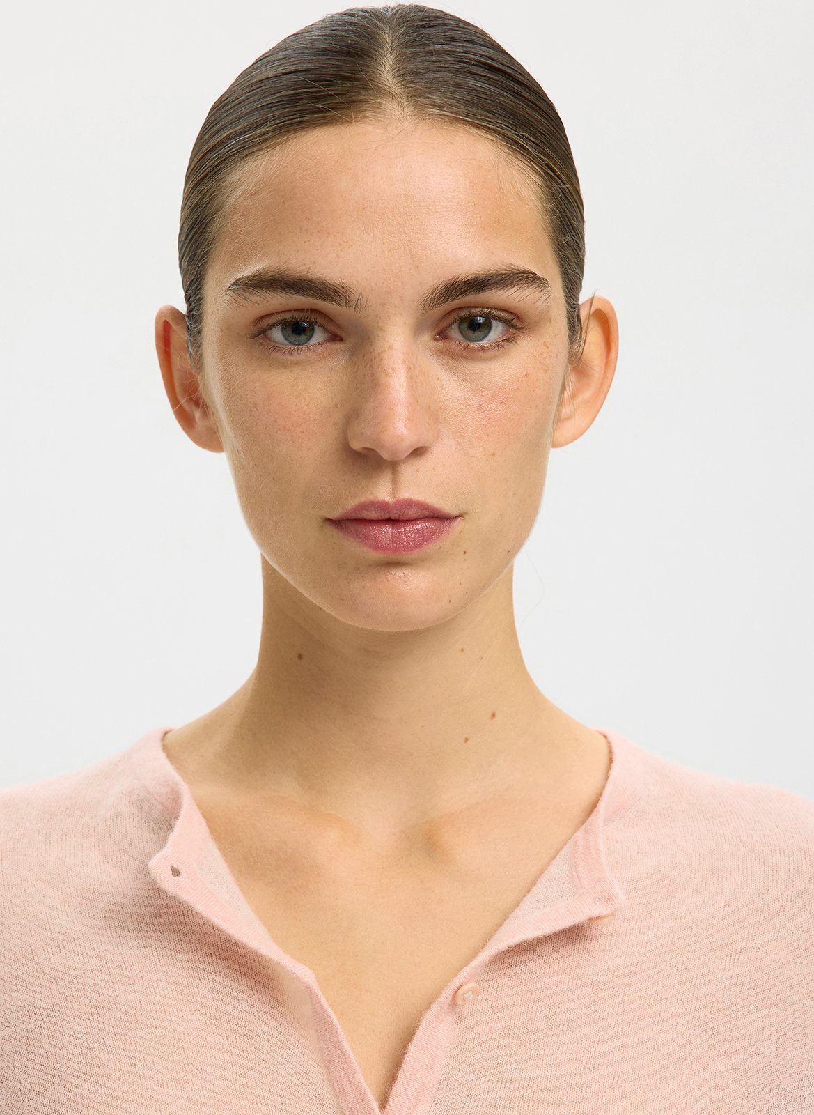 Round-neck cardigan SELECTED Pink