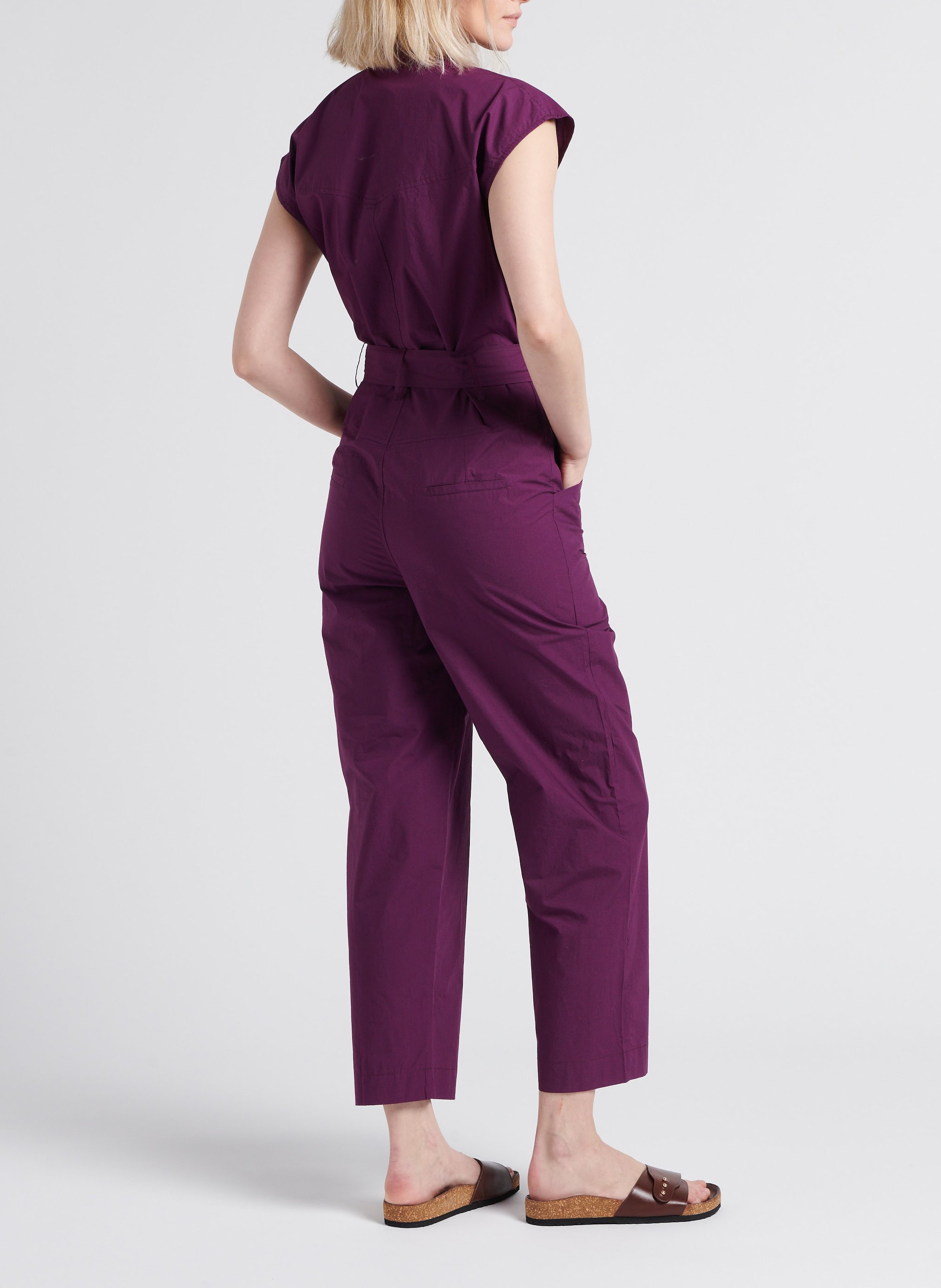 Katoenen jumpsuit met opstaande kraag BELLEPIECE Violet