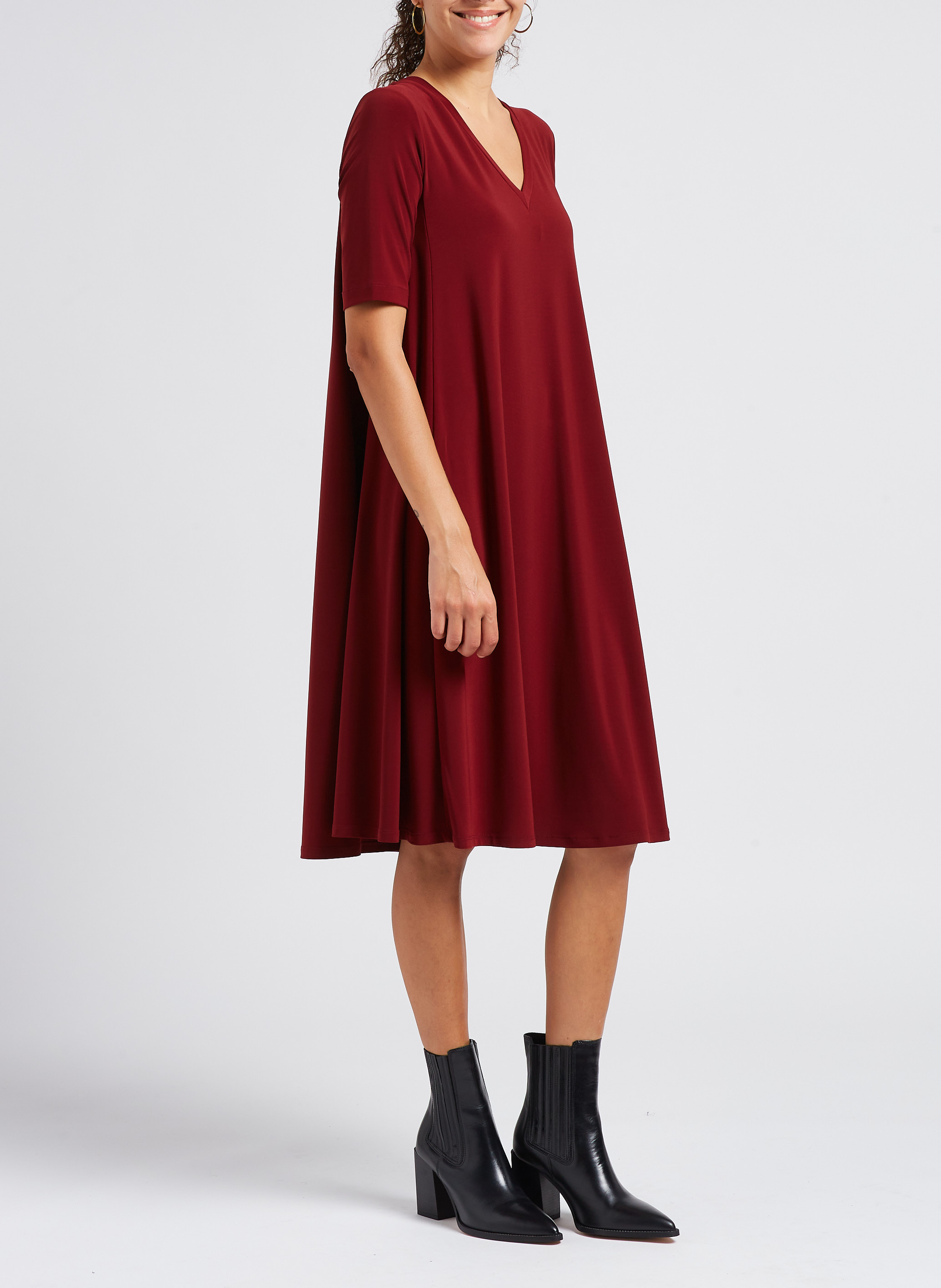 Straight v-neck midi dress MAX MARA LEISURE Red