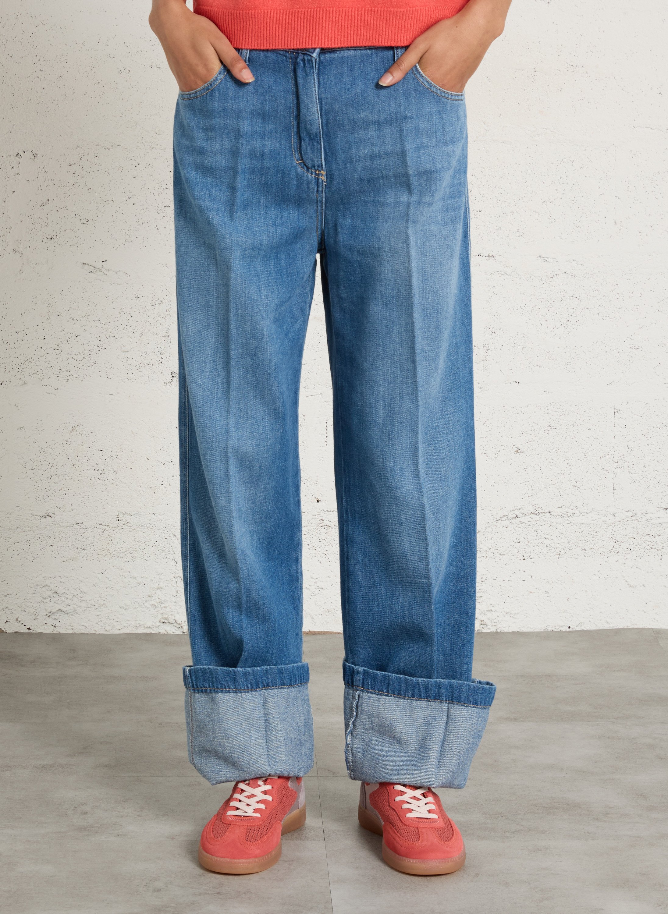 Cotton straight jeans PLEASE Blue