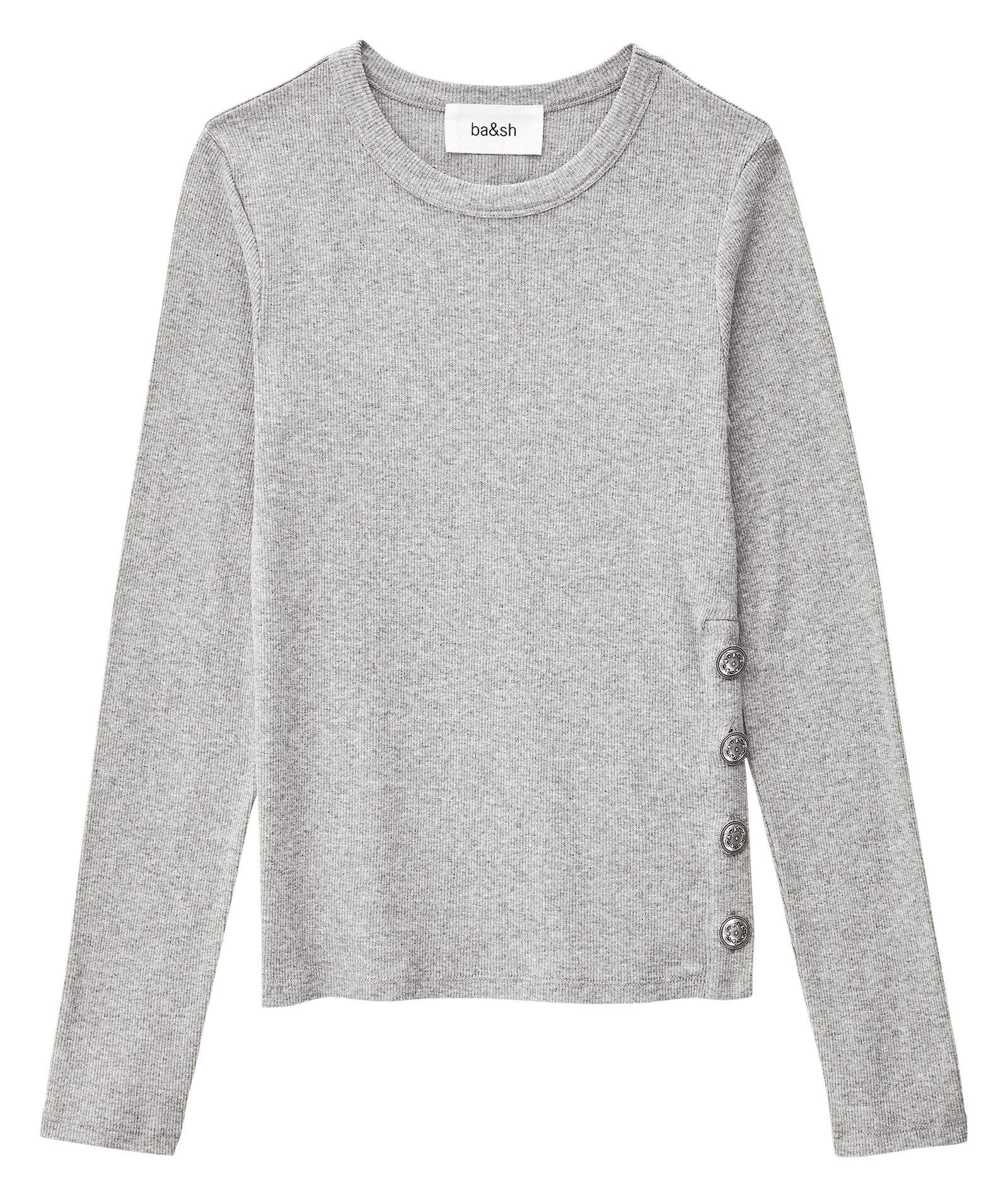 Straight ribbed round neck T-shirt BA&SH Black