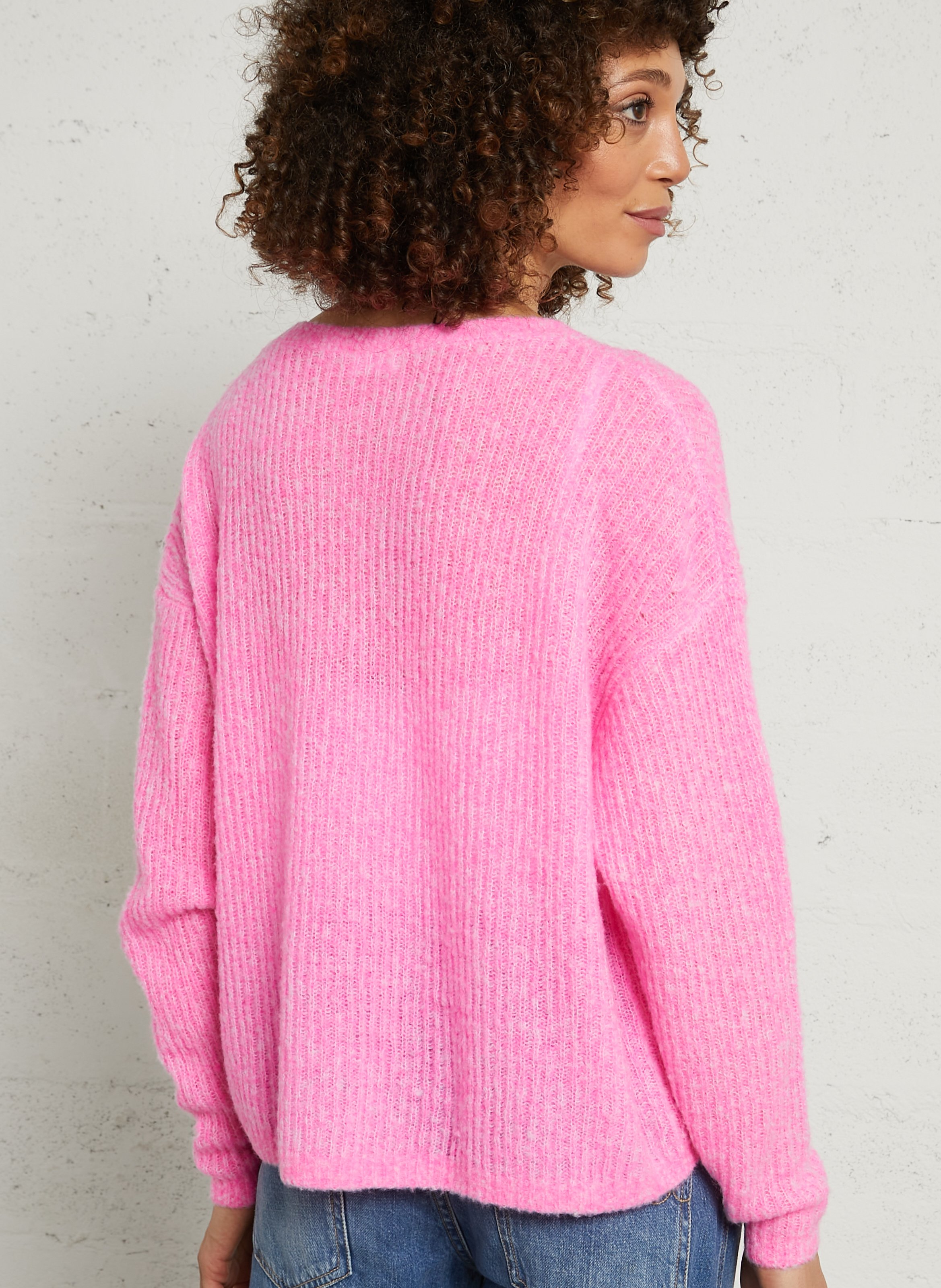 Gilet droit col V en laine mélangée AMERICAN VINTAGE Rose