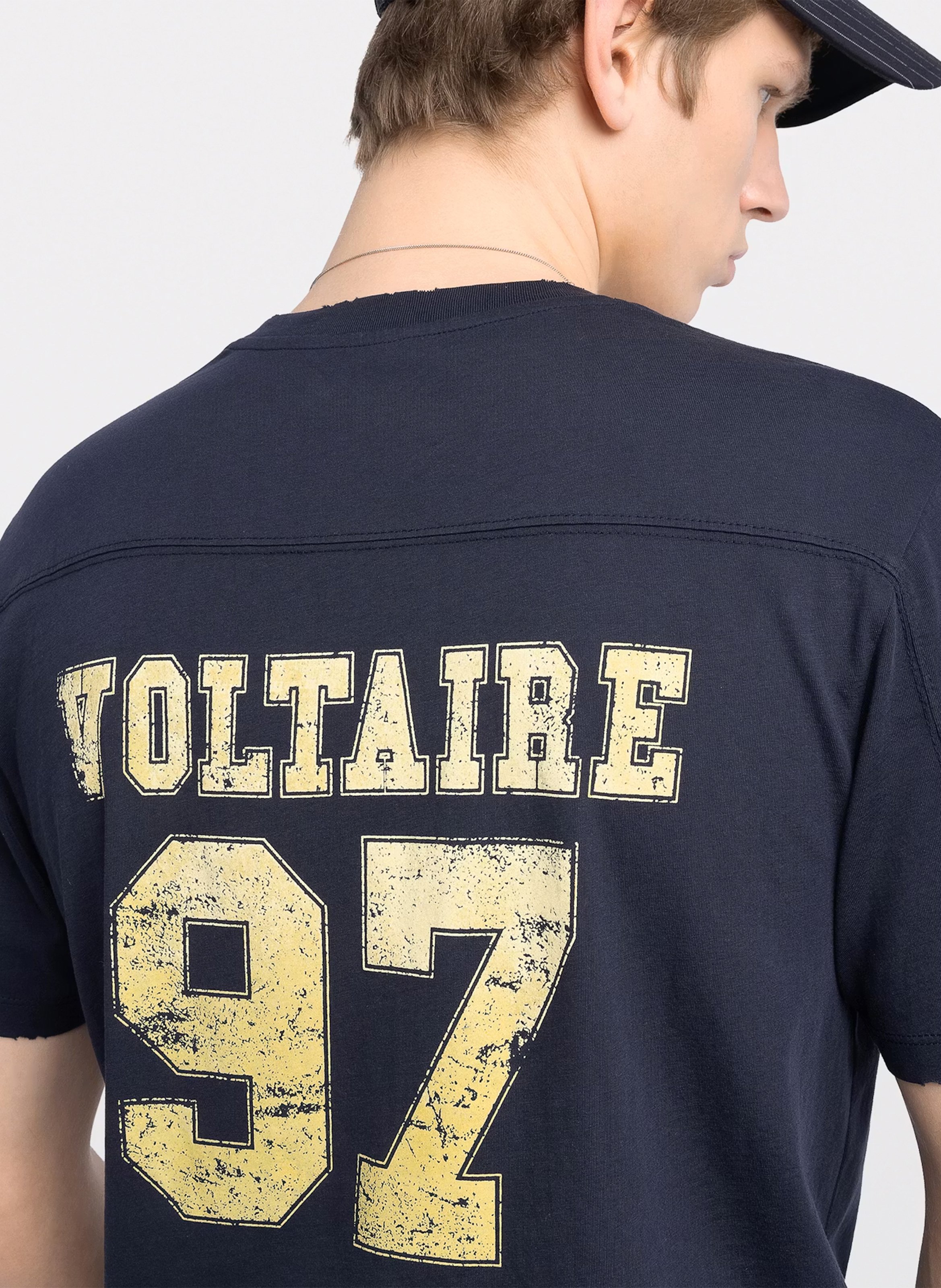 Tee-shirt droit col rond en coton sérigraphié ZADIG&VOLTAIRE Bleu