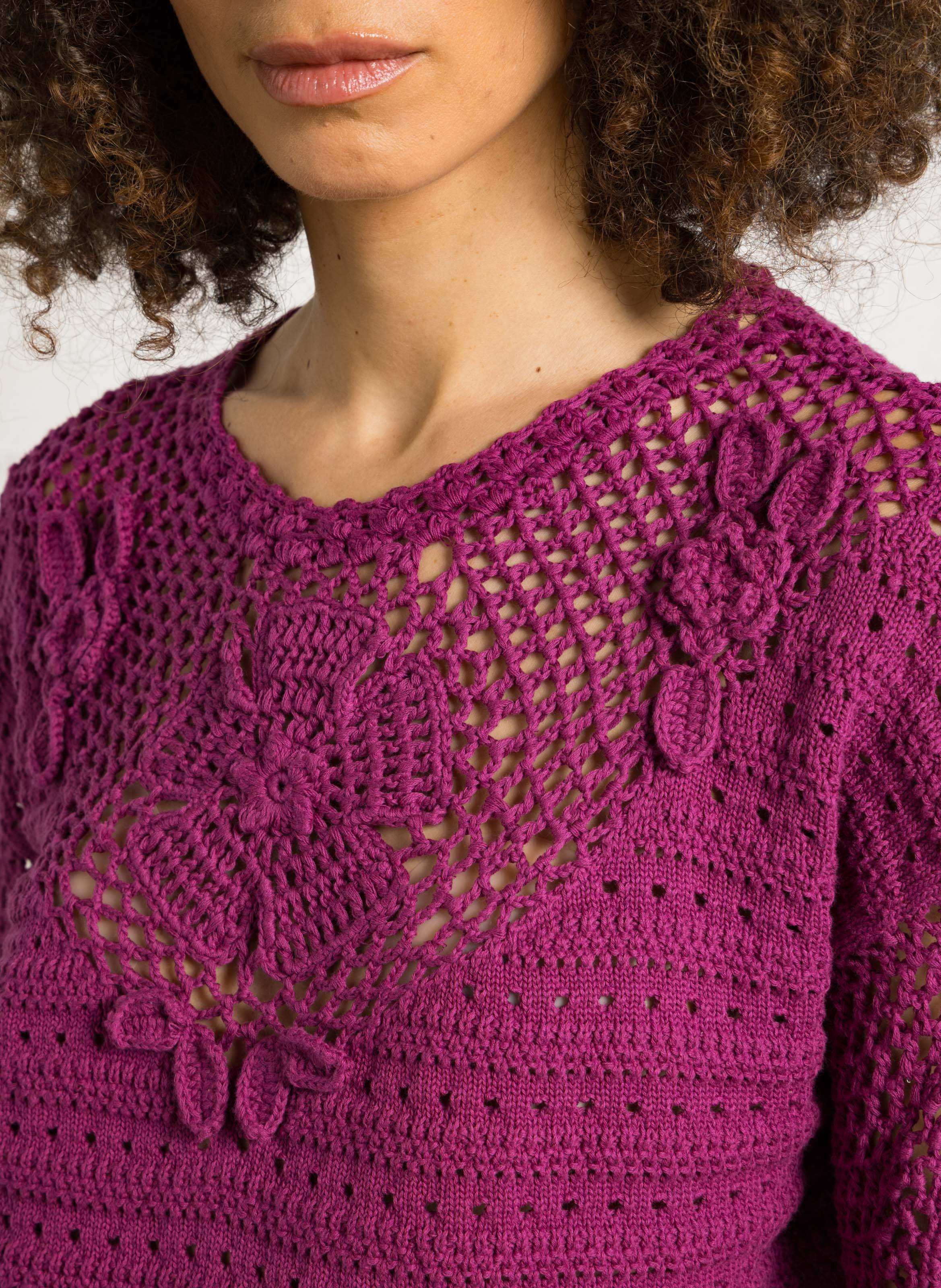 Pull droit col rond en coton LOUISE MISHA Rose