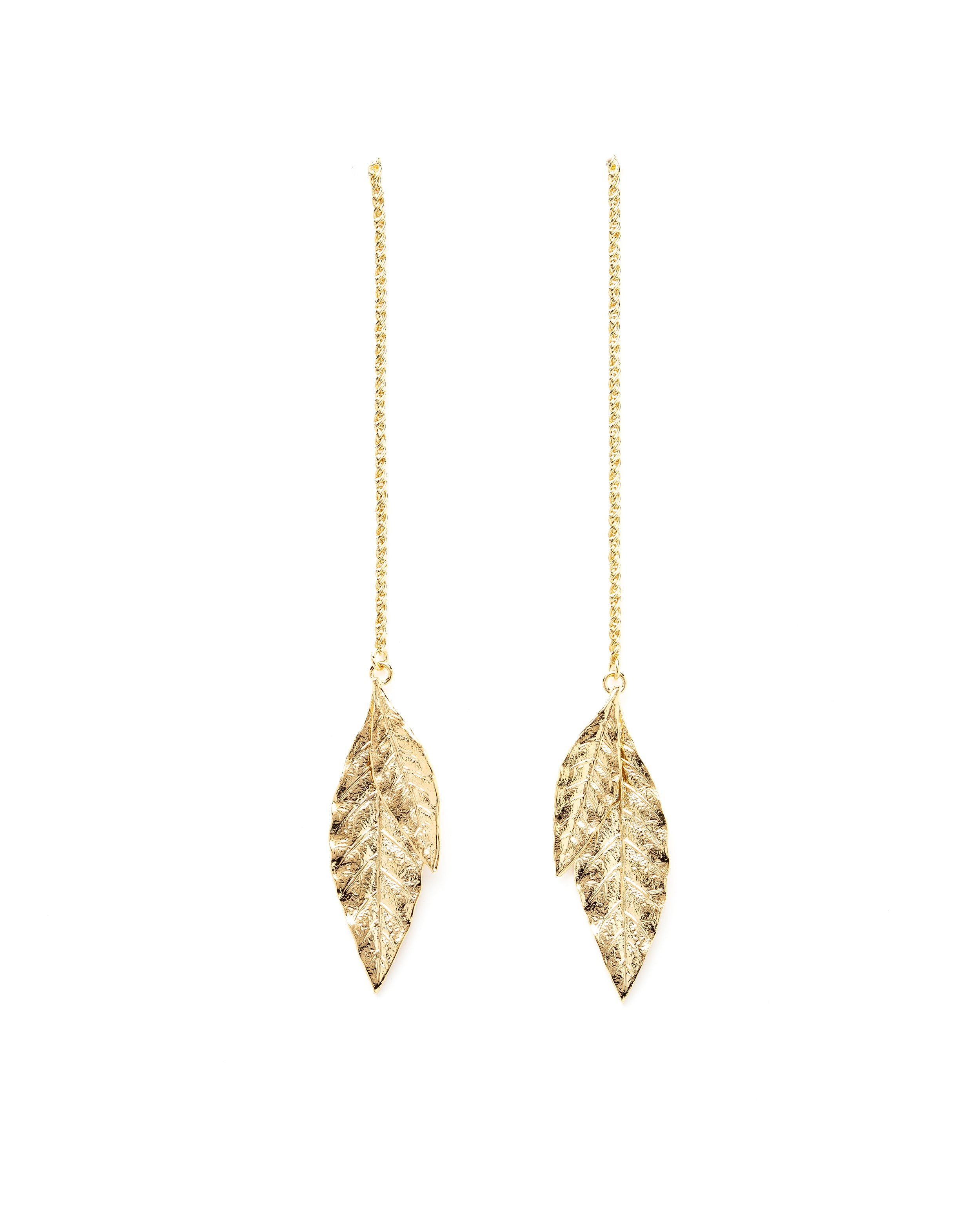 Silver-plated leaf drop earrings MONSIEUR SIMONE