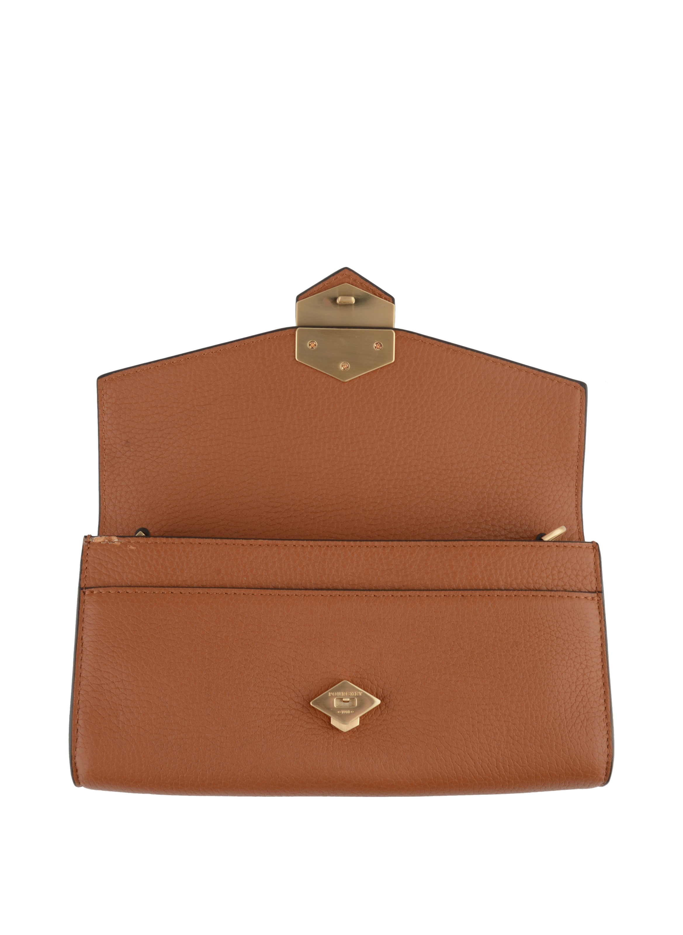 Calfskin leather shoulder bag Brown