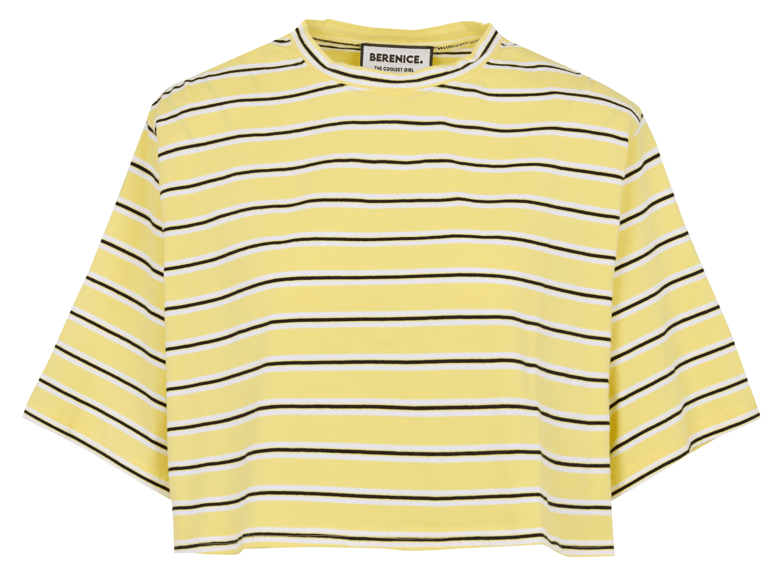 Oversized round neck striped cotton t-shirt BERENICE Yellow