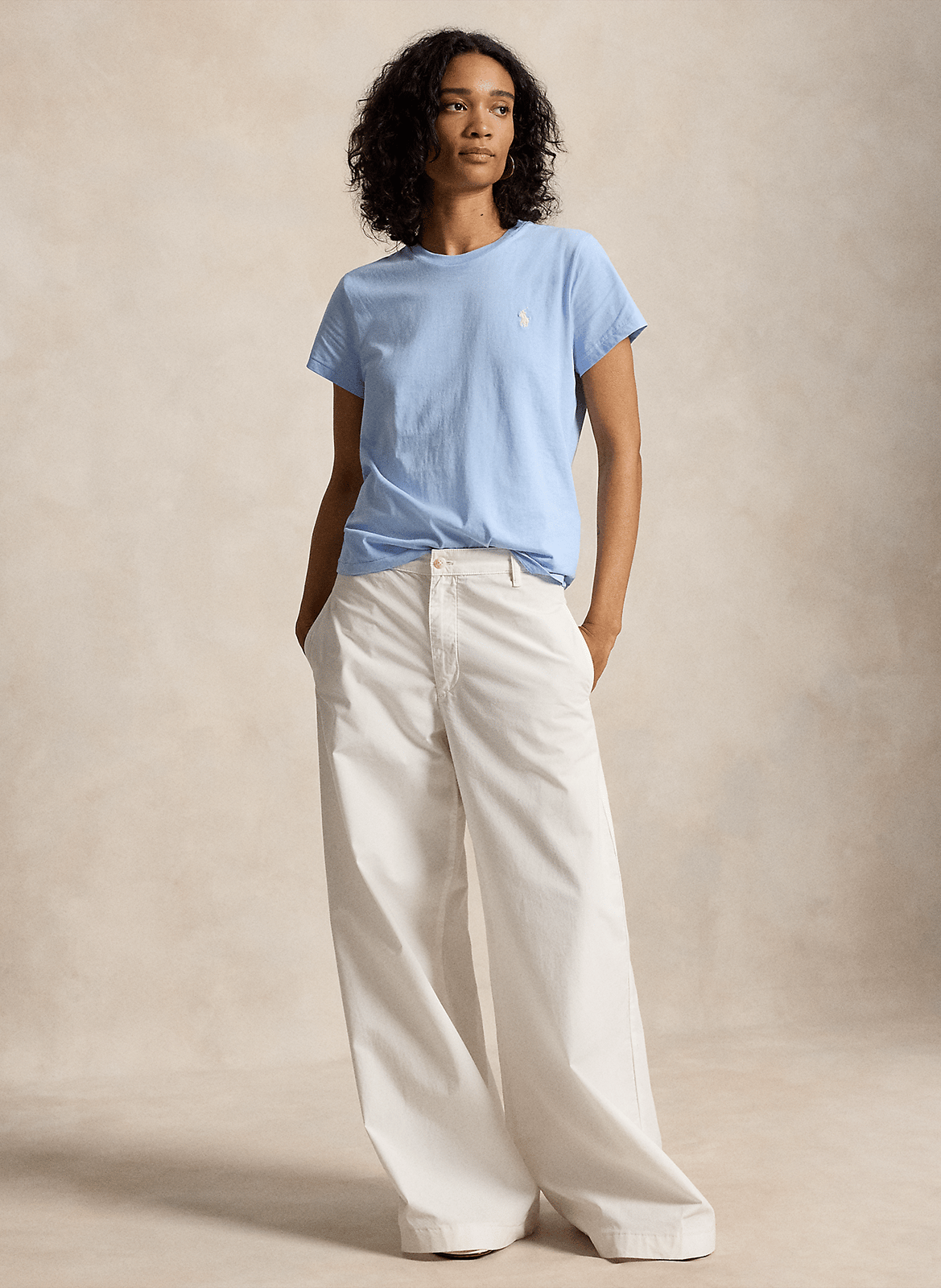 Short-sleeved plain t-shirt with logo Blue