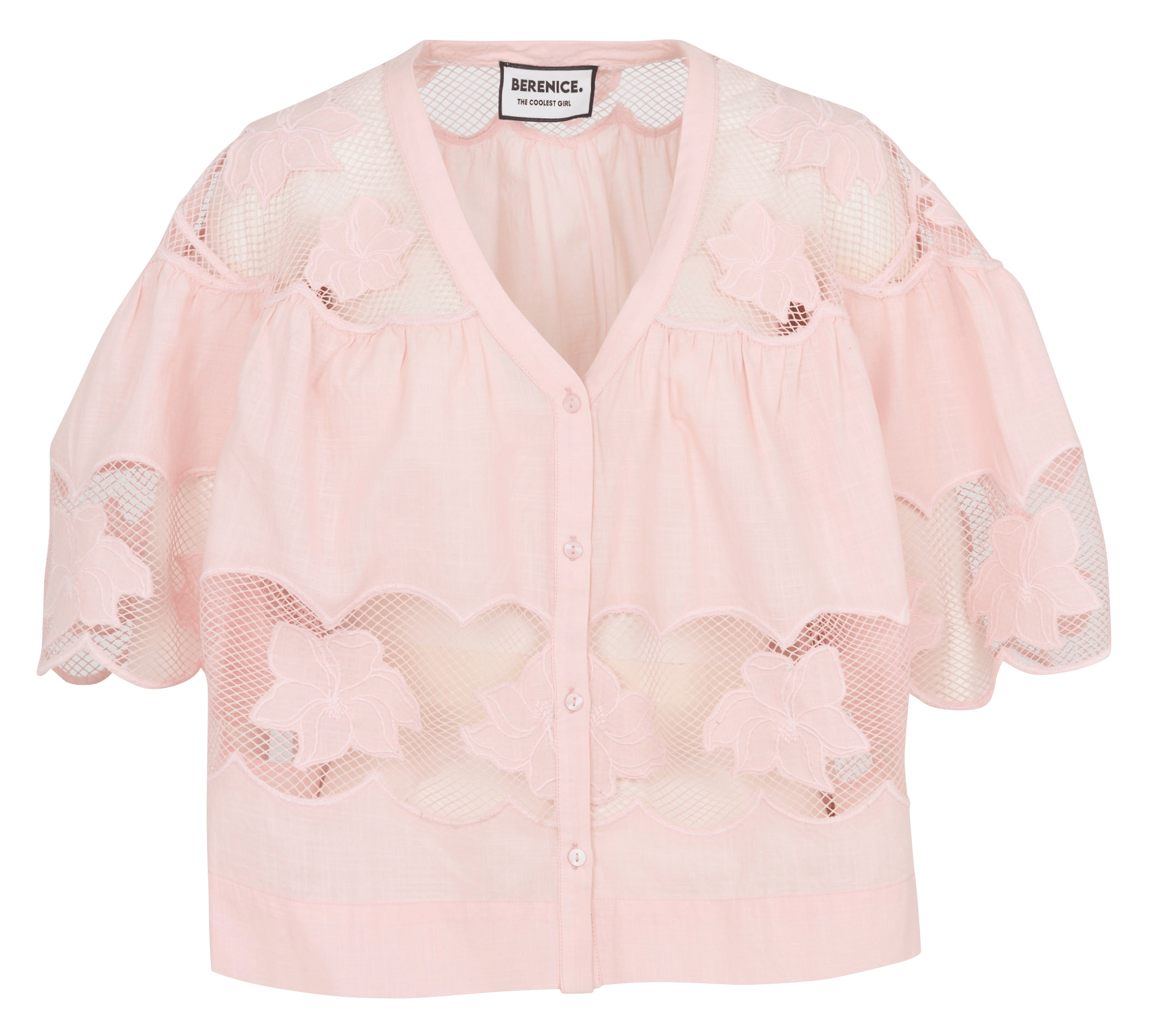 Chemisier oversize col V en coton BERENICE Rose