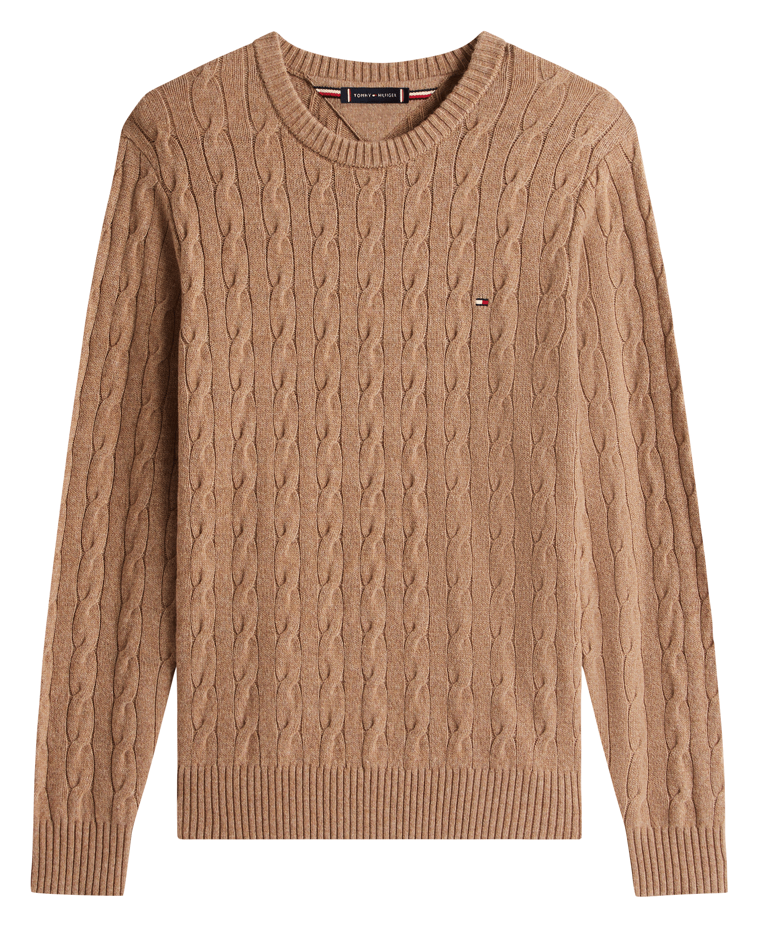 Rundhals-Pullover aus geflochtener Wolle TOMMY HILFIGER Braun