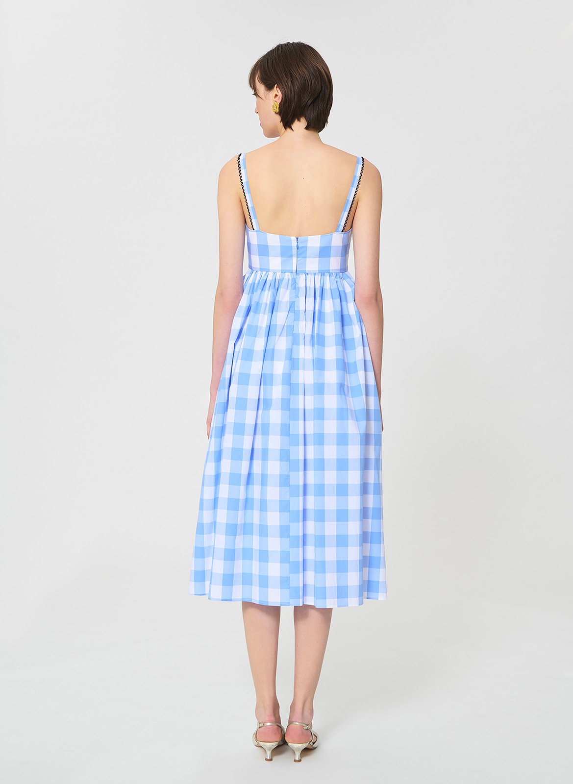 Midi-Kleid mit quadratischem Ausschnitt aus bedruckter Baumwolle TARA JARMON Blau