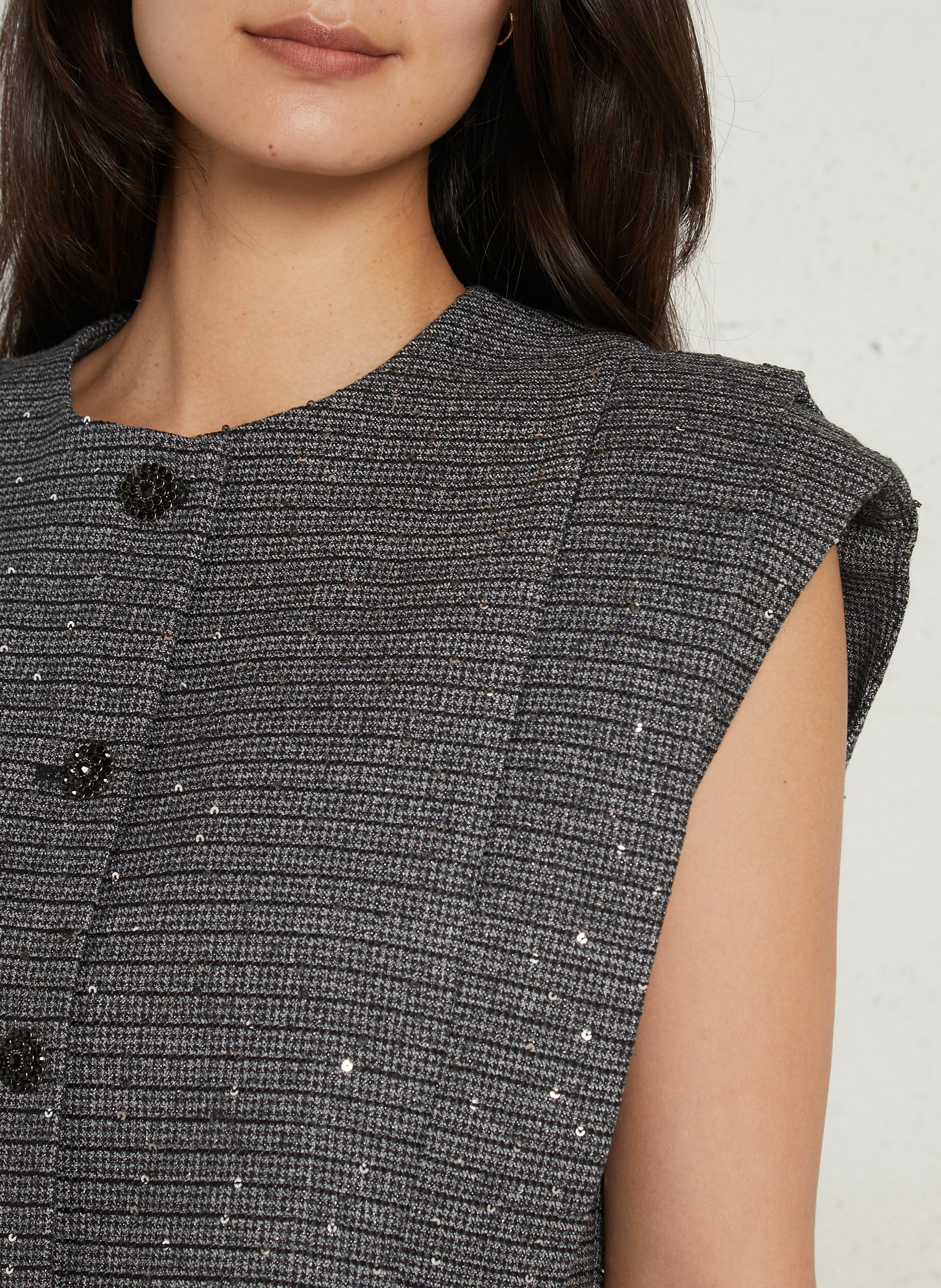 Oversized round-neck sequin jacket | Blue SUNCOO Women
