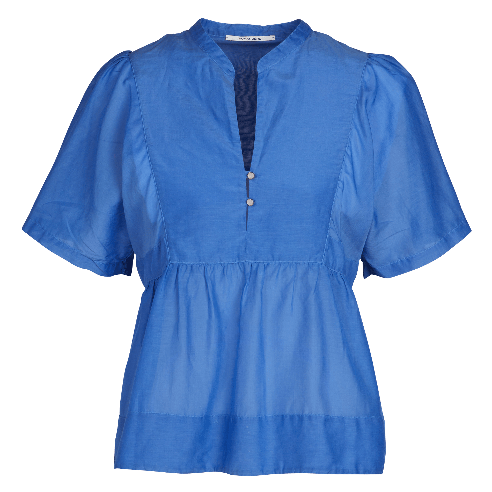 Blouse oversize col rond en coton et soie POMANDERE Bleu