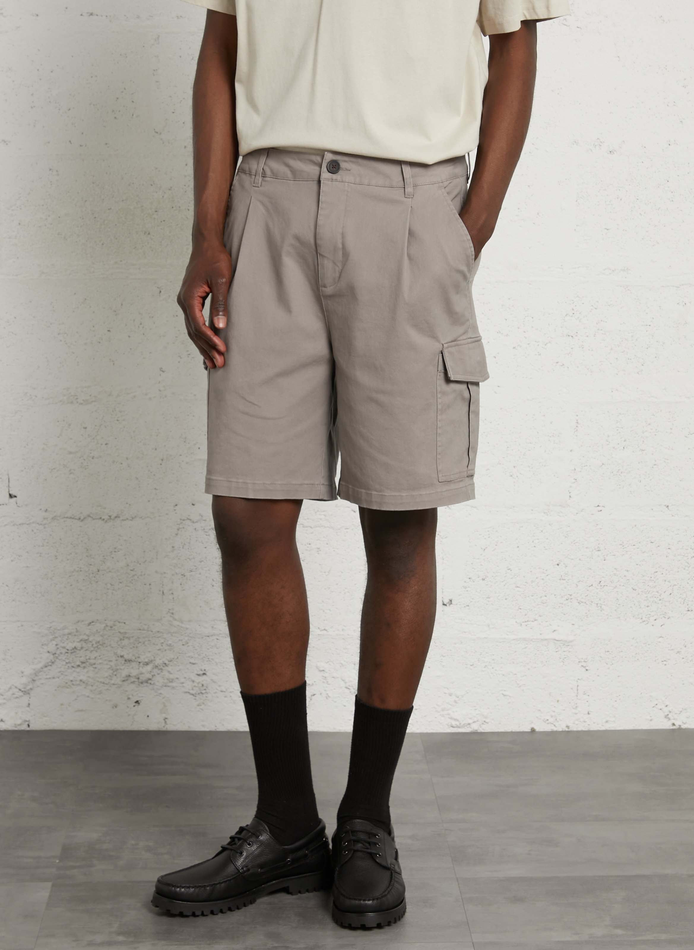 Short droit en coton mélangé SOLID Gris
