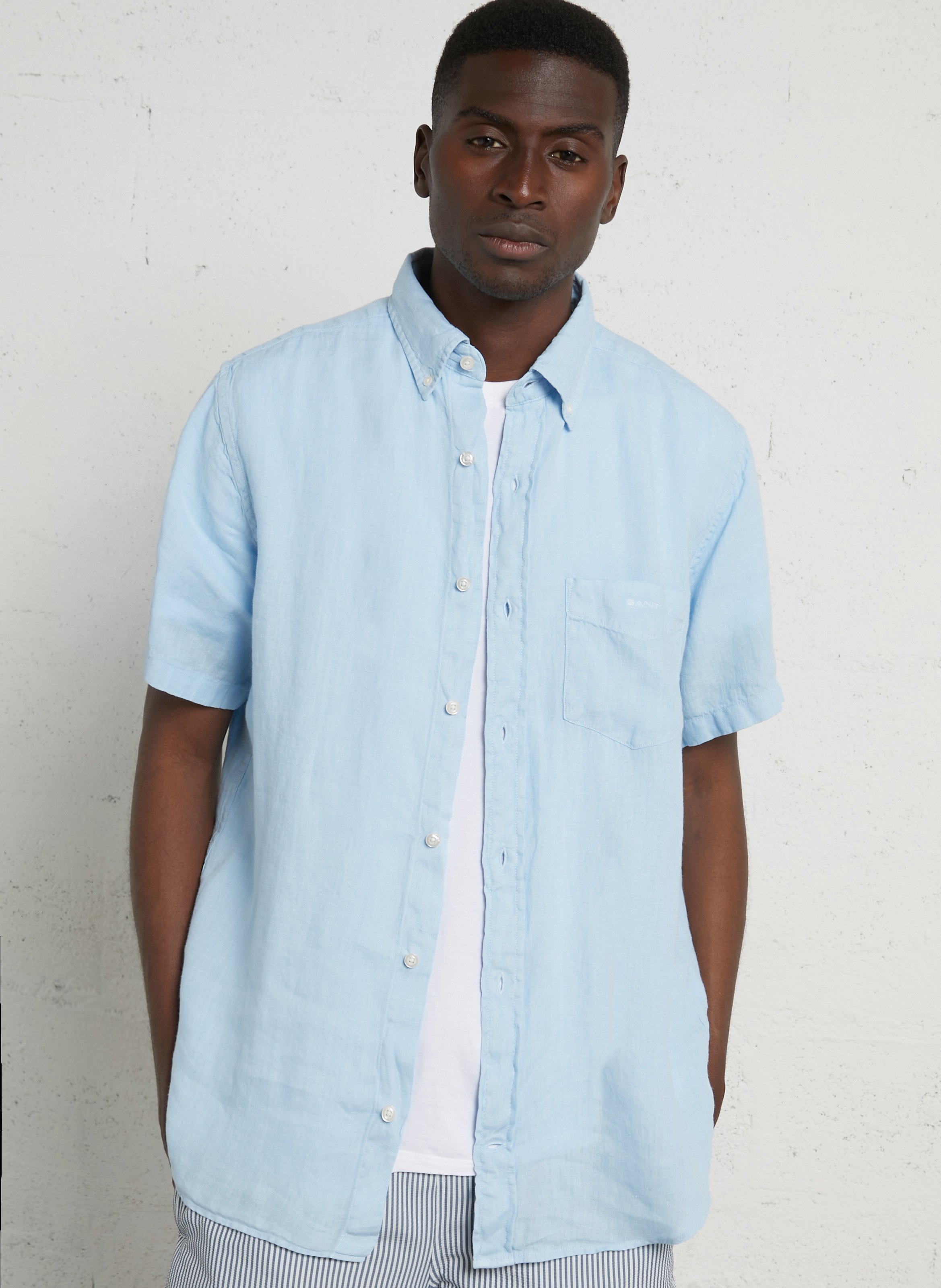 Chemise col classique en lin GANT Bleu