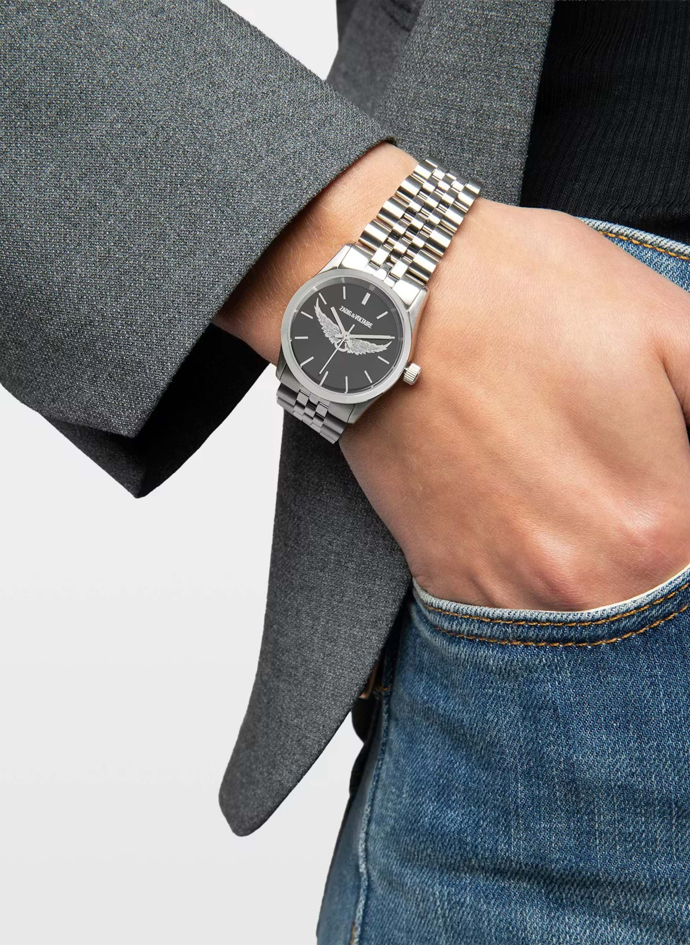 Montre en acier inoxydable ZADIG&VOLTAIRE Noir