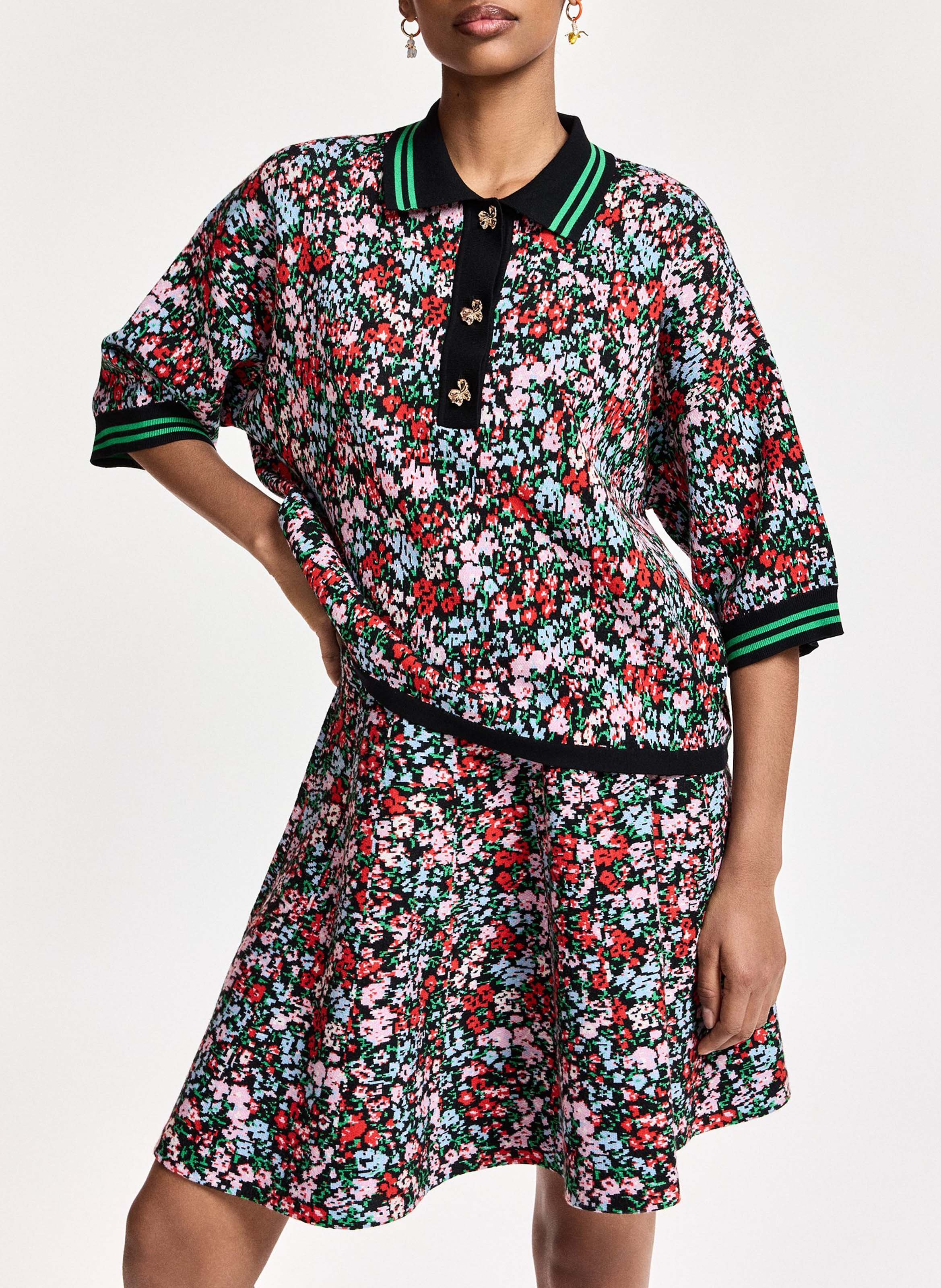 Gerader Polo mit Blumendruck ESSENTIEL ANTWERP