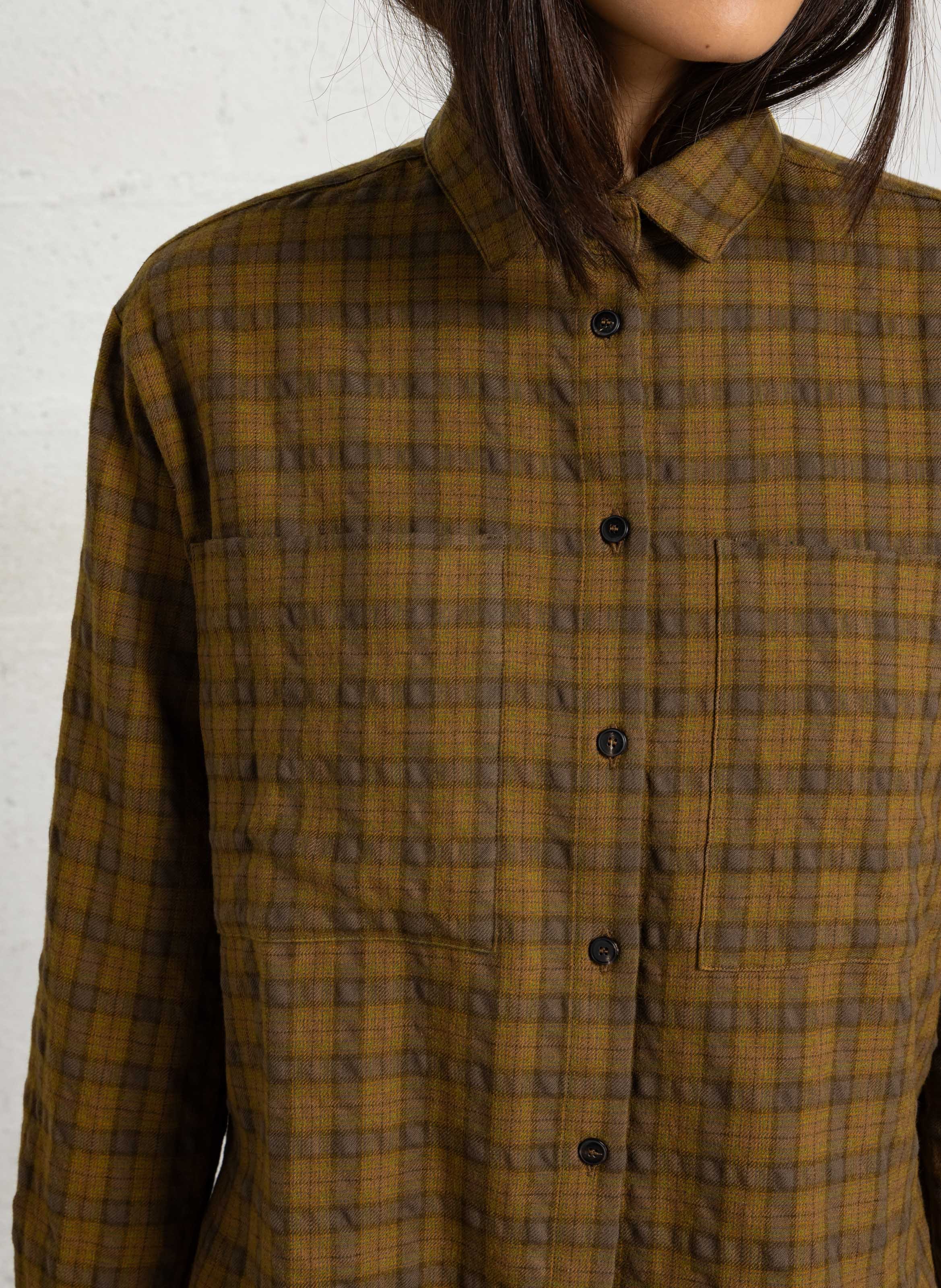 Straight shirt in wool and cotton POMANDERE Multicolored