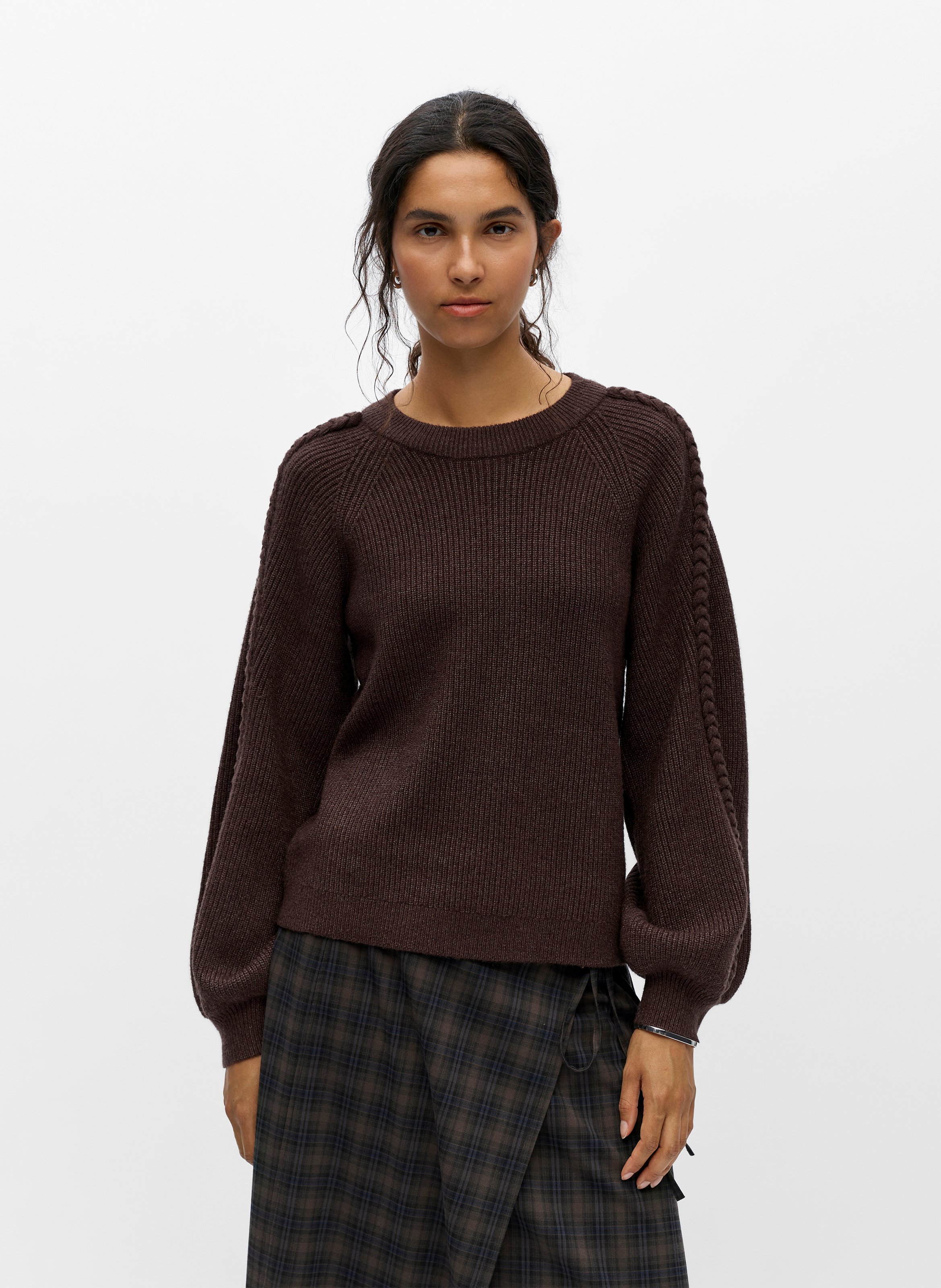 Oversize gerippter Pullover OBJECT Braun