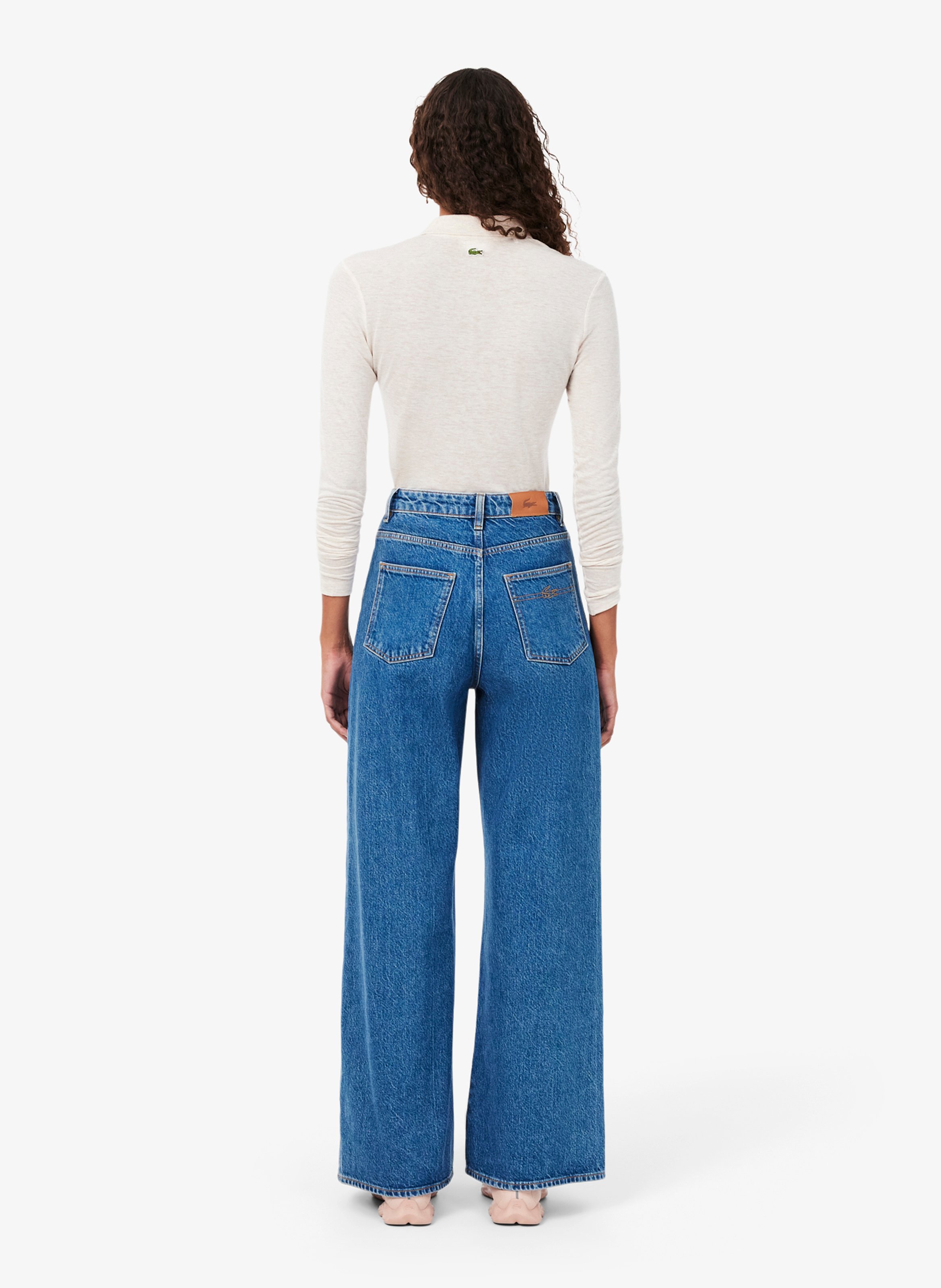 Weite High Waist Jeans aus Baumwolle LACOSTE Blau