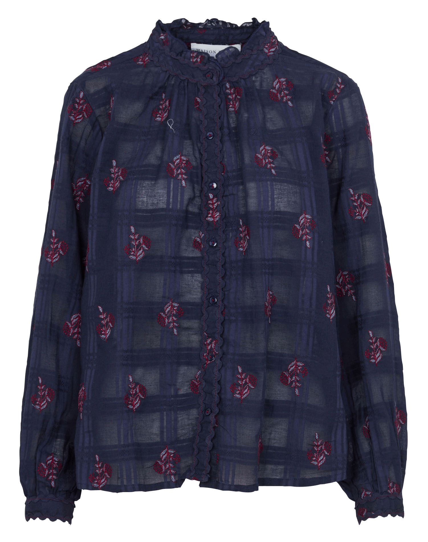 Blouse droite à motif en coton MAISON HOTEL Bleu