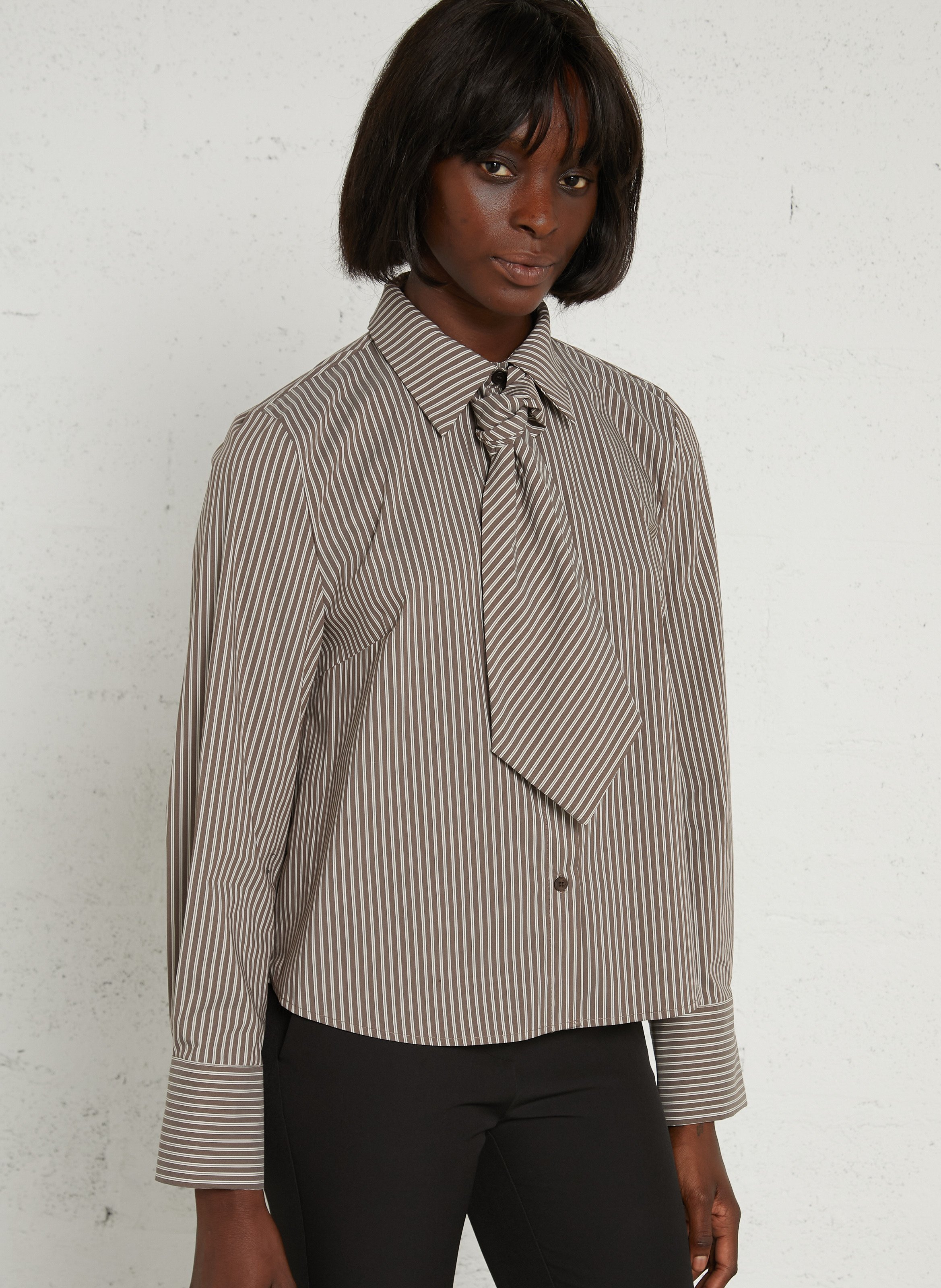 Chemise avec cravate en coton mélangé IMPERIAL Marron