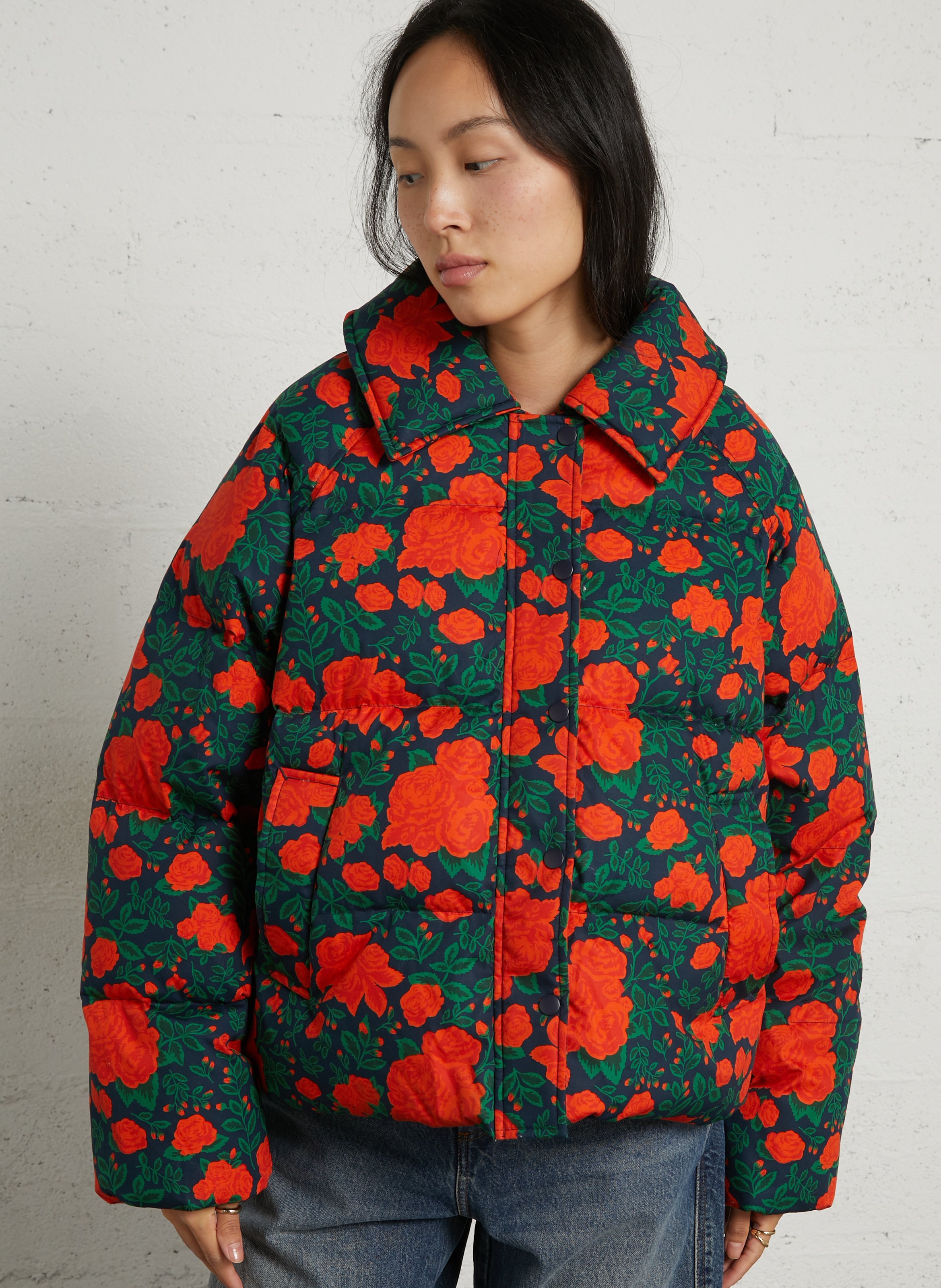 Steppjacke mit klassischem Kragen aus Baumwolle THE TINY BIG SISTER Blau
