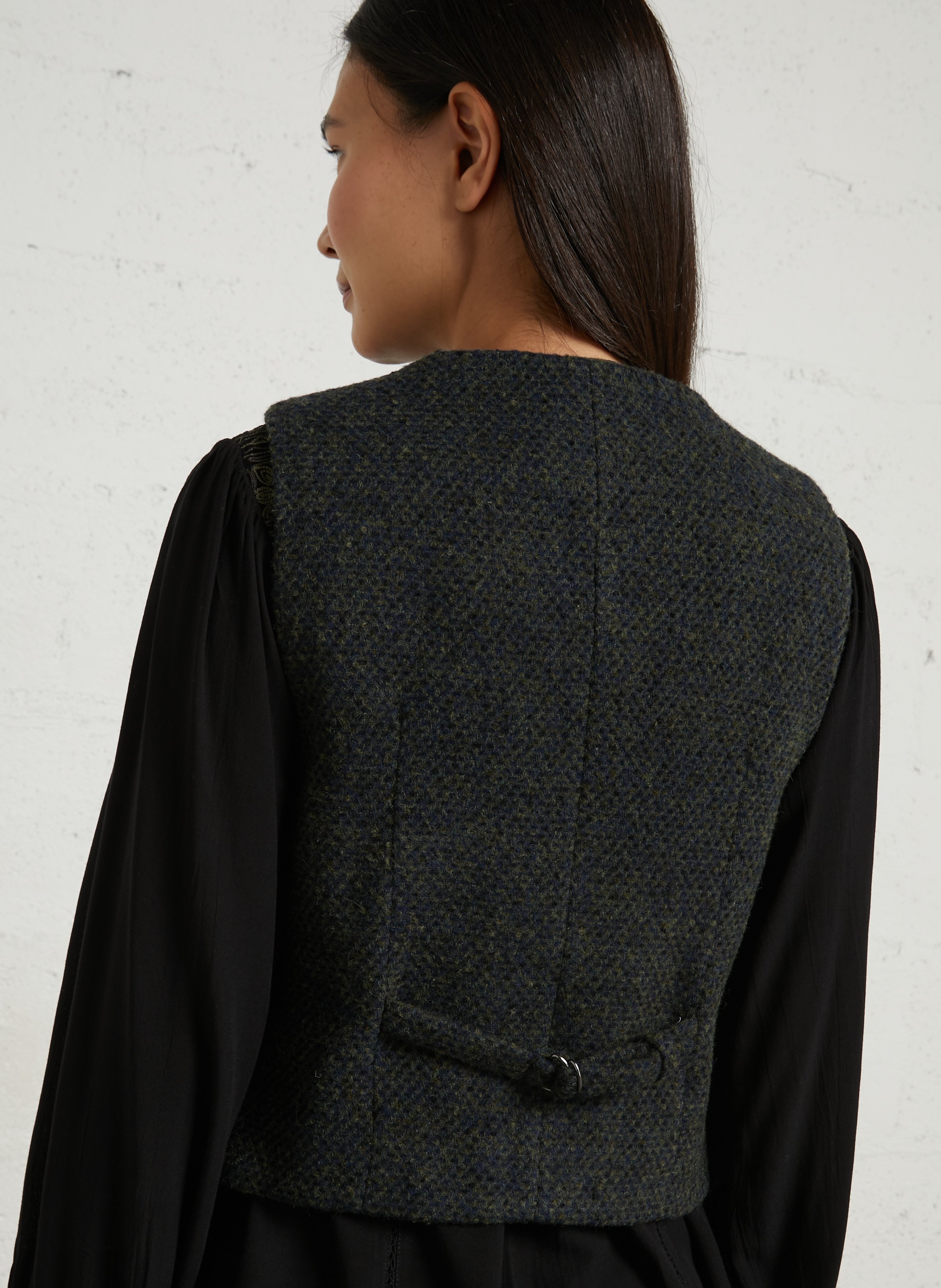 Straight wool mix jacket MAISON 123 Green