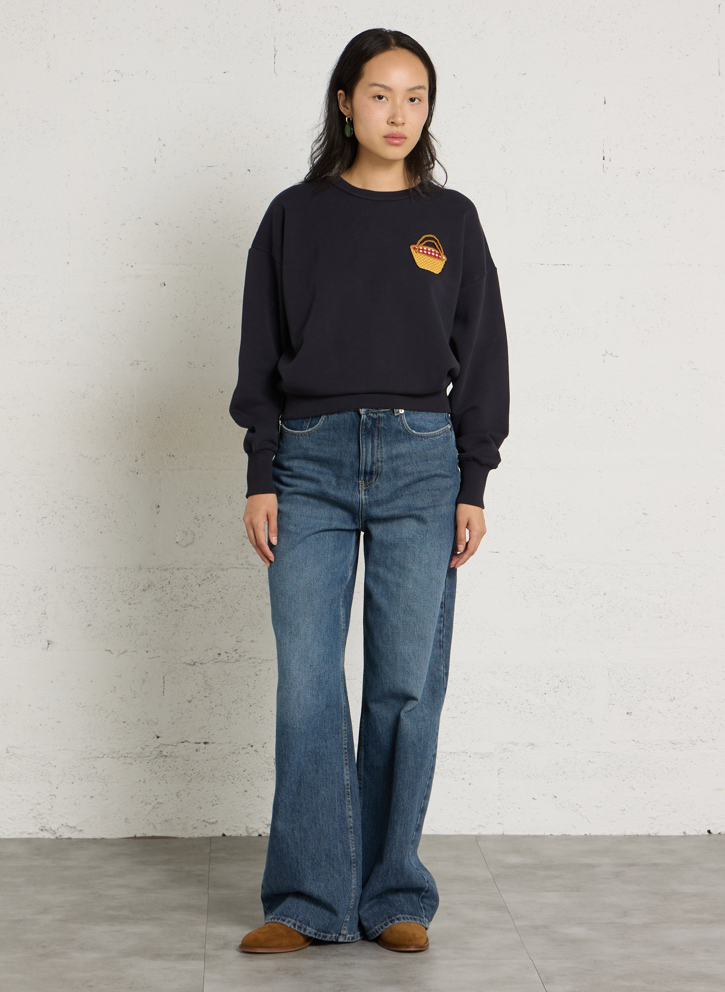 Rechte sweater van biologisch katoen THINKING MU Blauw