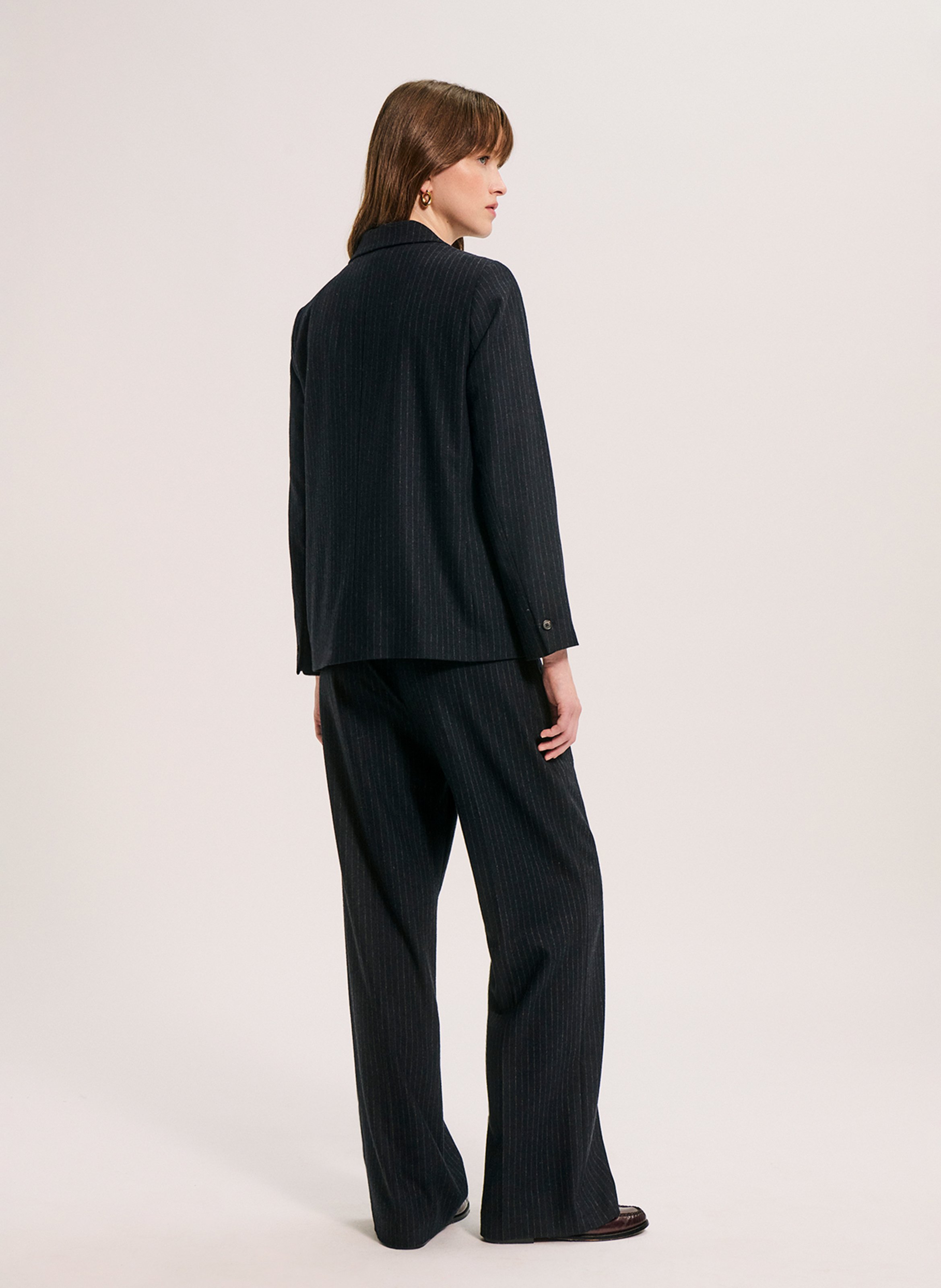 Veste ample col tailleur en laine mélangée PABLO Bleu