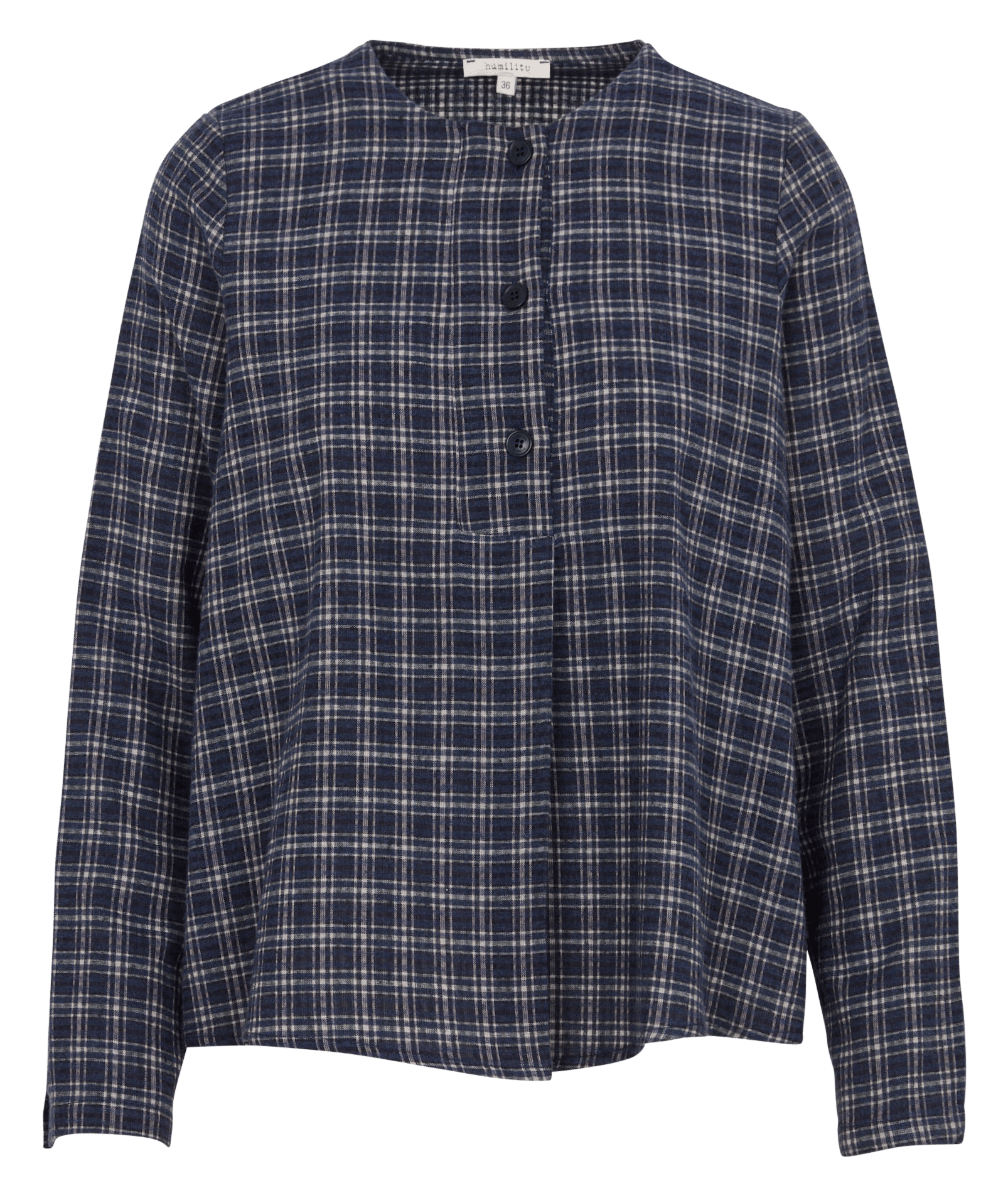 Straight checked round-neck blouse HUMILITY Blue