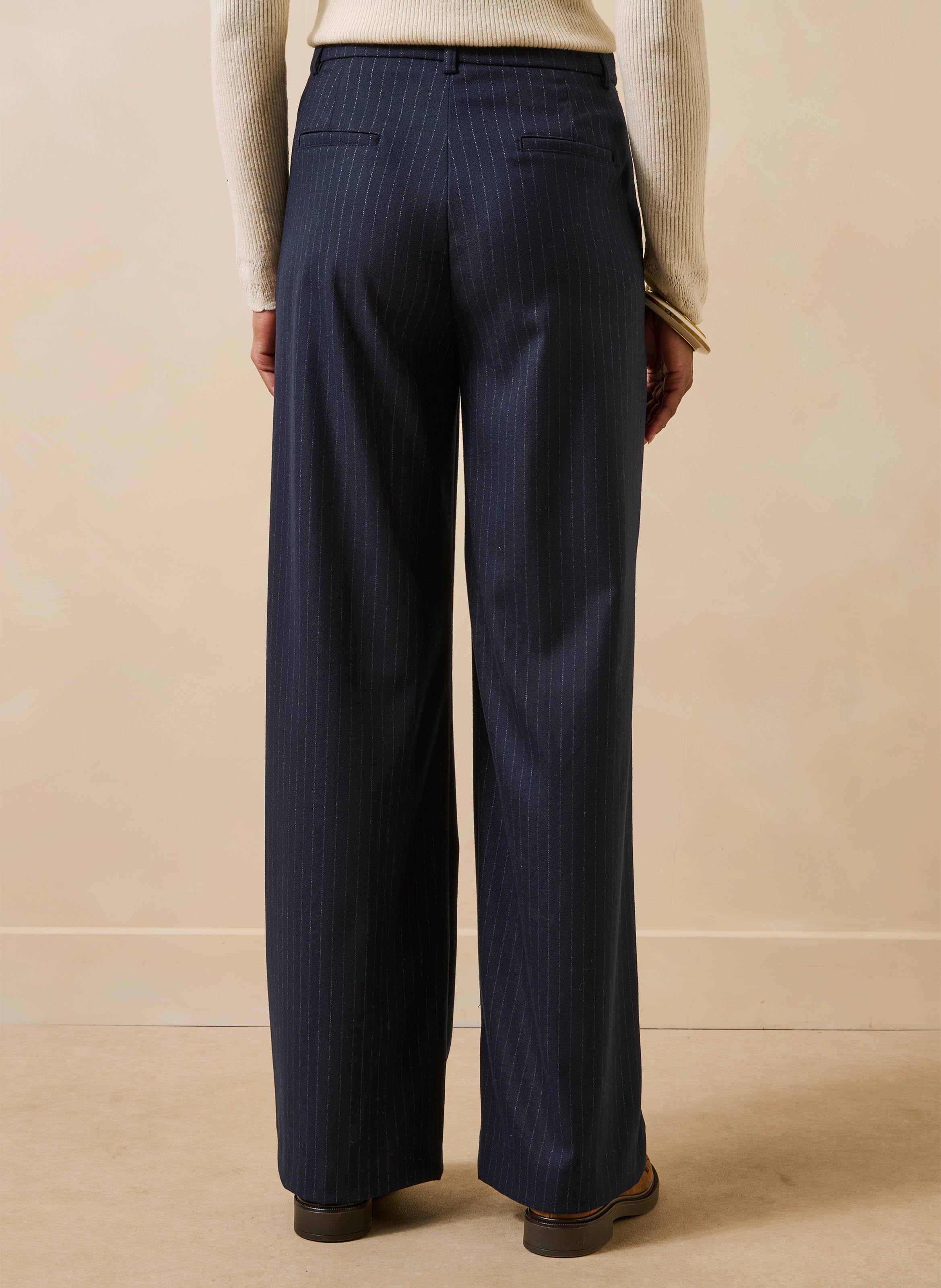 Pantalon large à rayures | Bleu LA FEE MARABOUTEE Femme