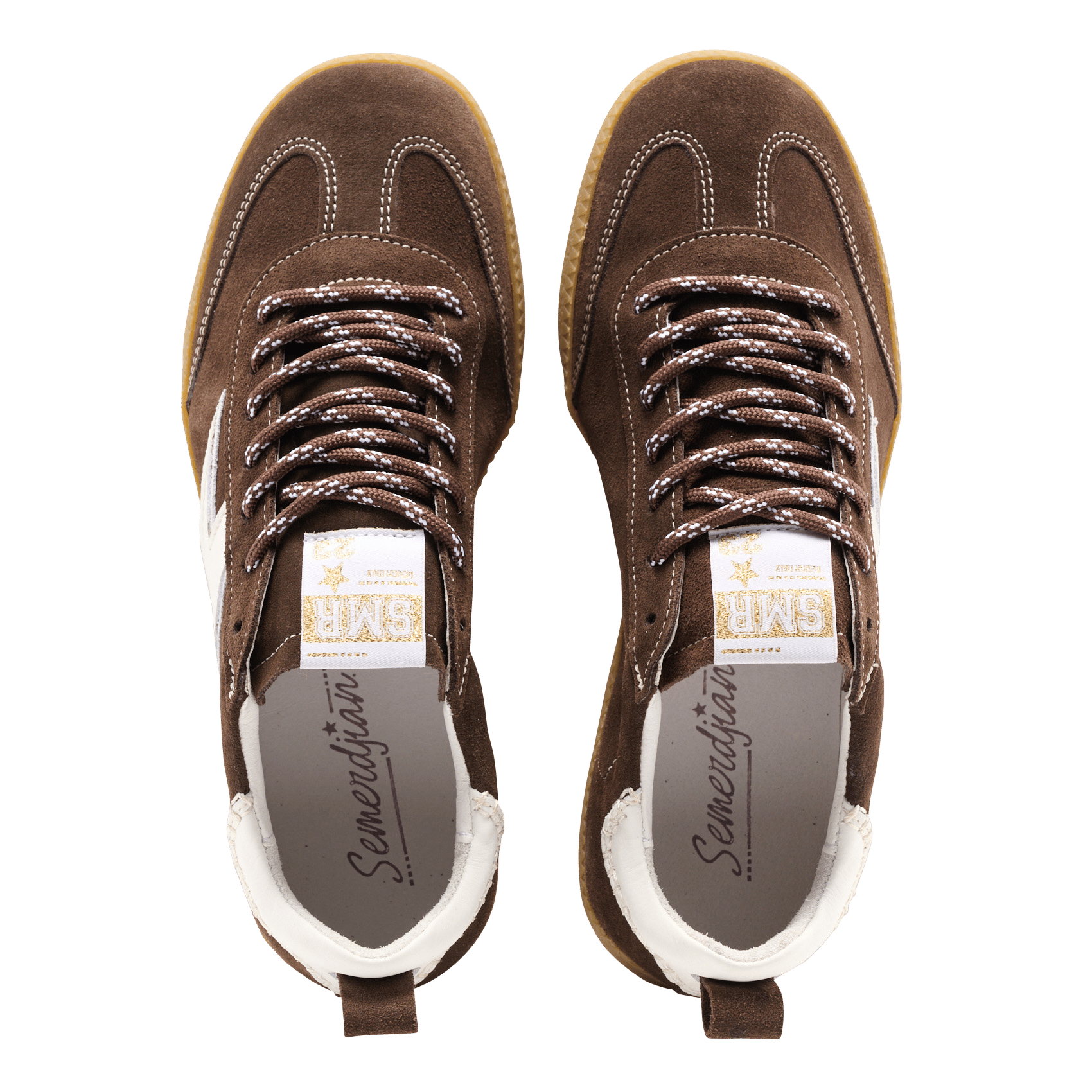 Lage leren sneakers met veters SEMERDJIAN - SMR Bruin