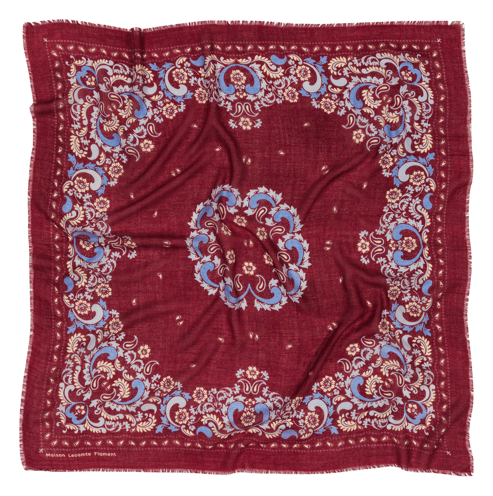 Printed wool and cashmere scarf MAISON LECOMTE FLAMENT Red
