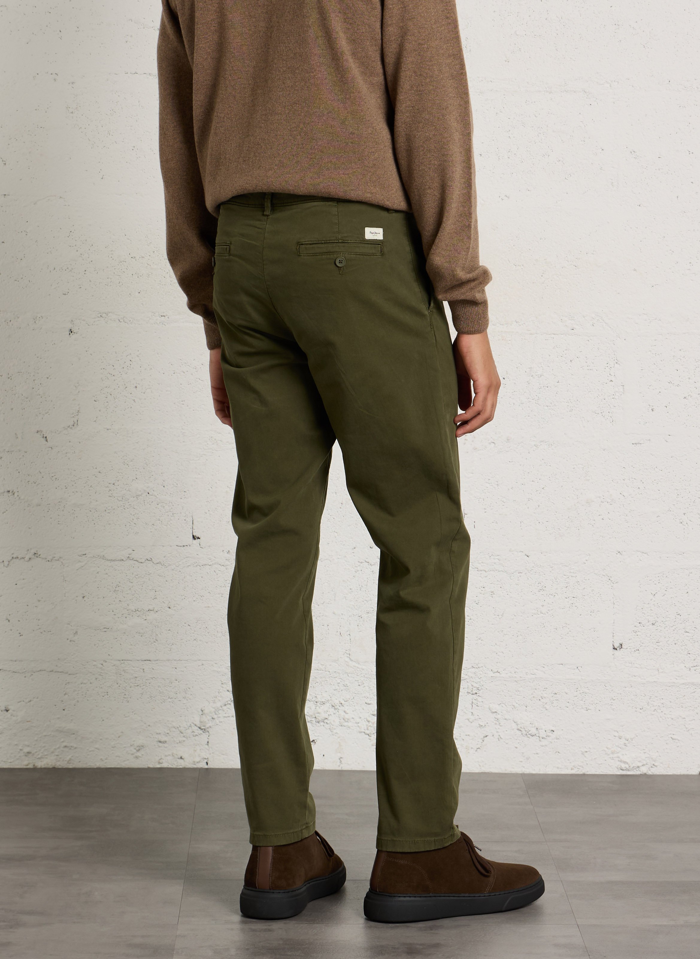Chinobroek van katoenmix PEPE JEANS Groen