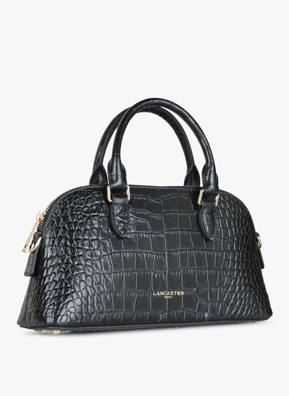 Borsa a mezzaluna in pelle stampata effetto coccodrillo Noir