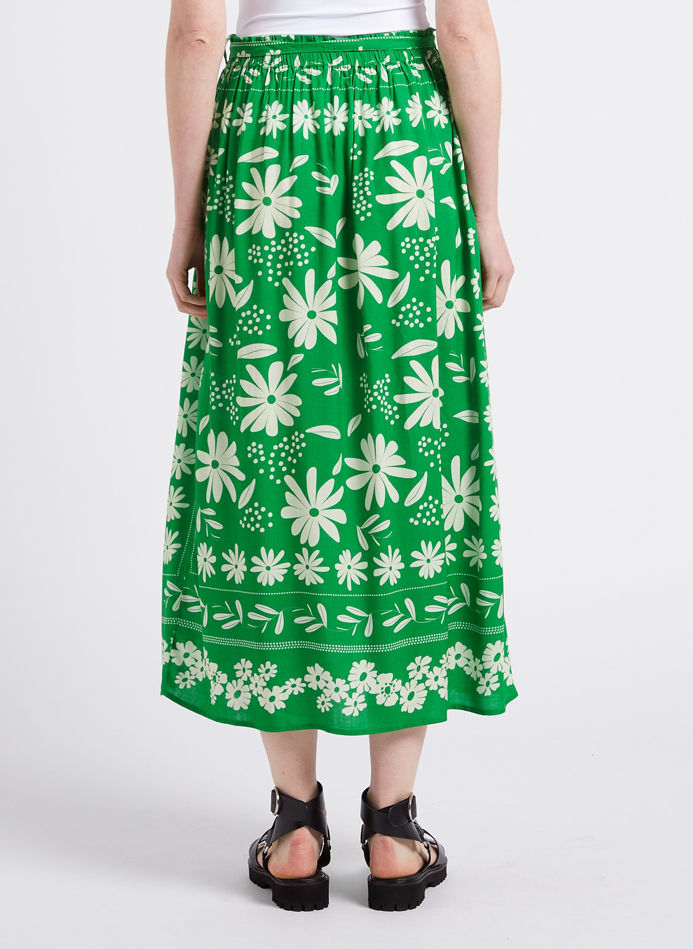 Gerade geschnittener Maxirock mit Print Grun