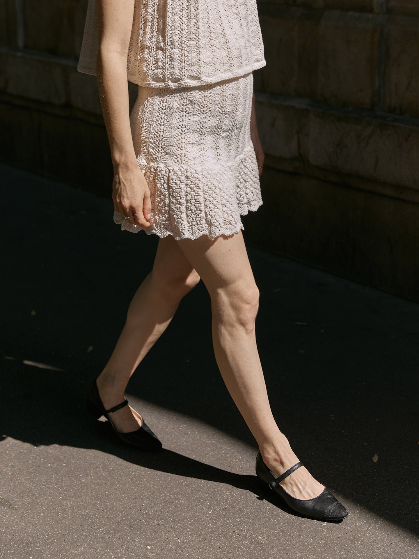 Pointed toe ballet flats with small heel in smooth leather EMZI PARIS Black