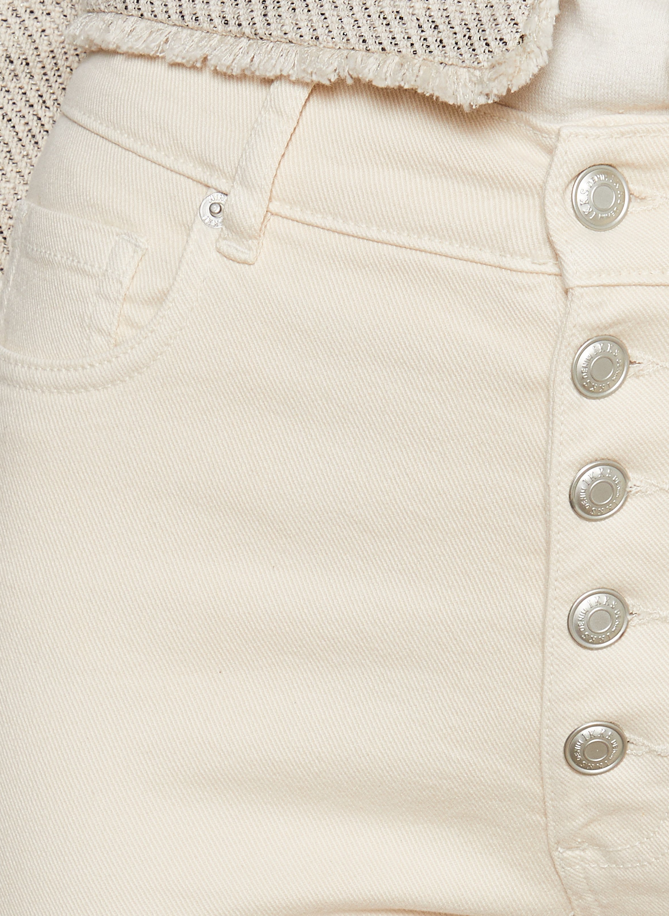 Straight leg jeans with button fly IKKS White
