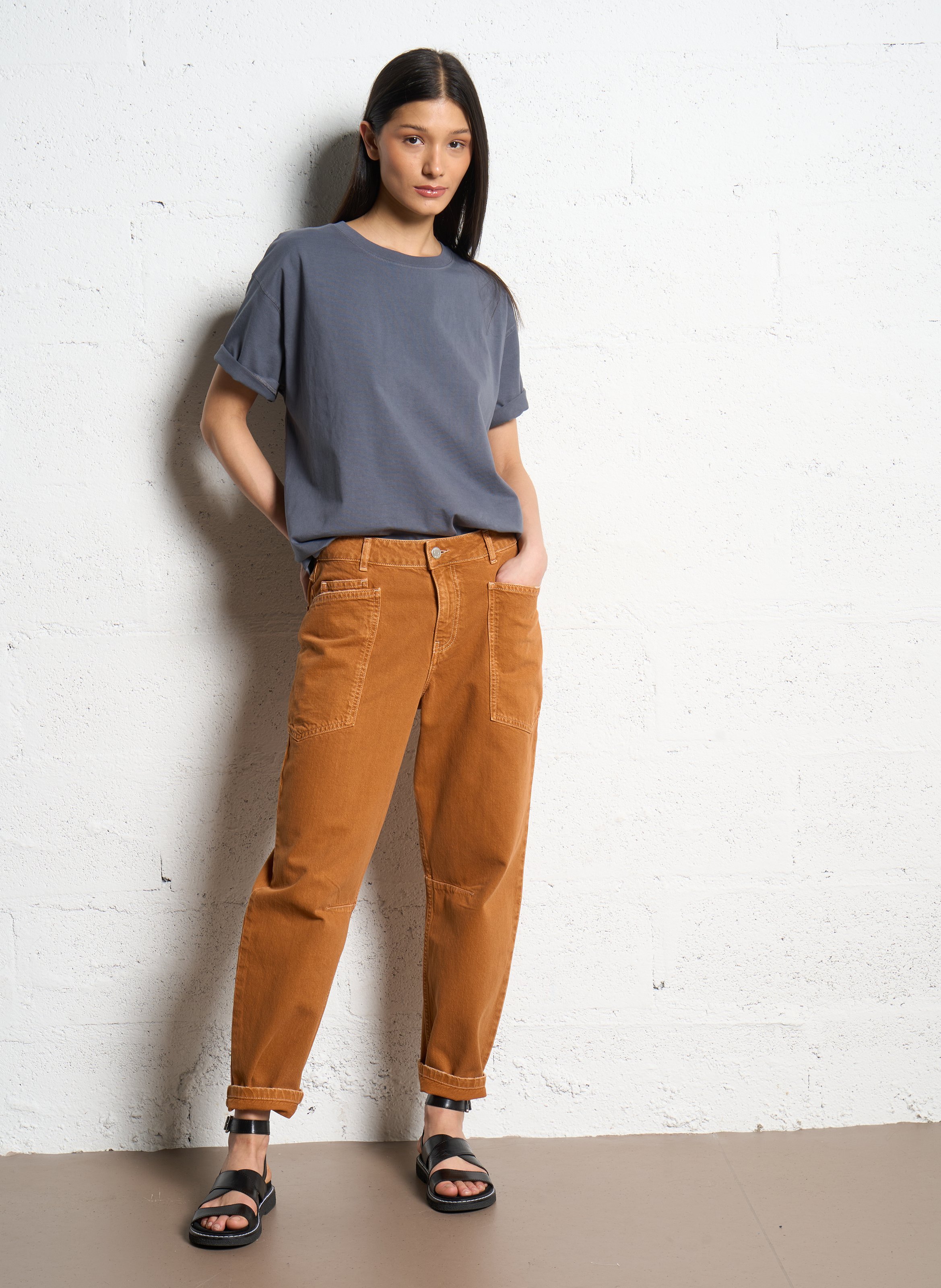 Loose-fit round-neck cotton T-shirt AMERICAN VINTAGE Grey