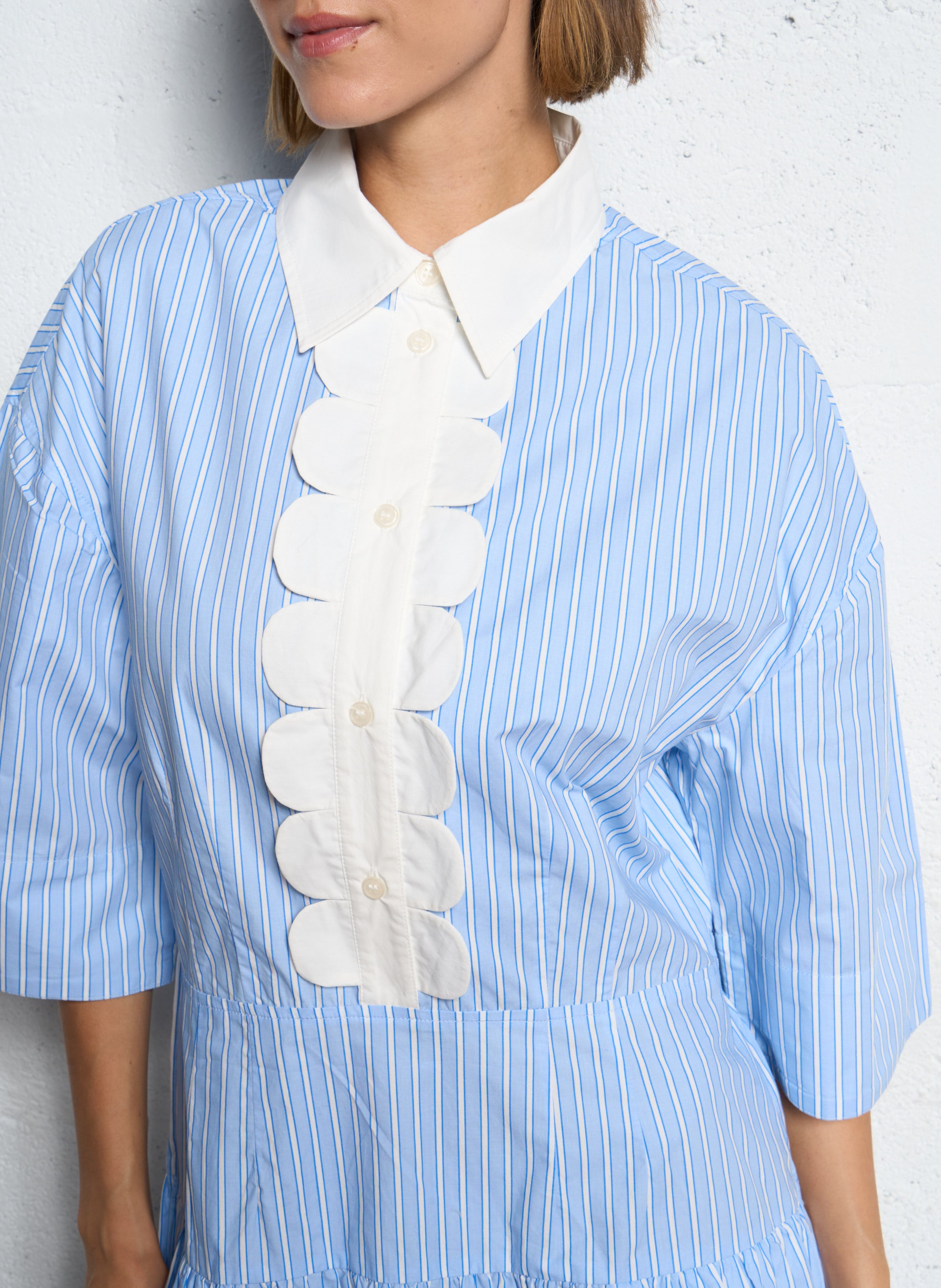 Robe longue col classique en coton bio STELLA NOVA Bleu