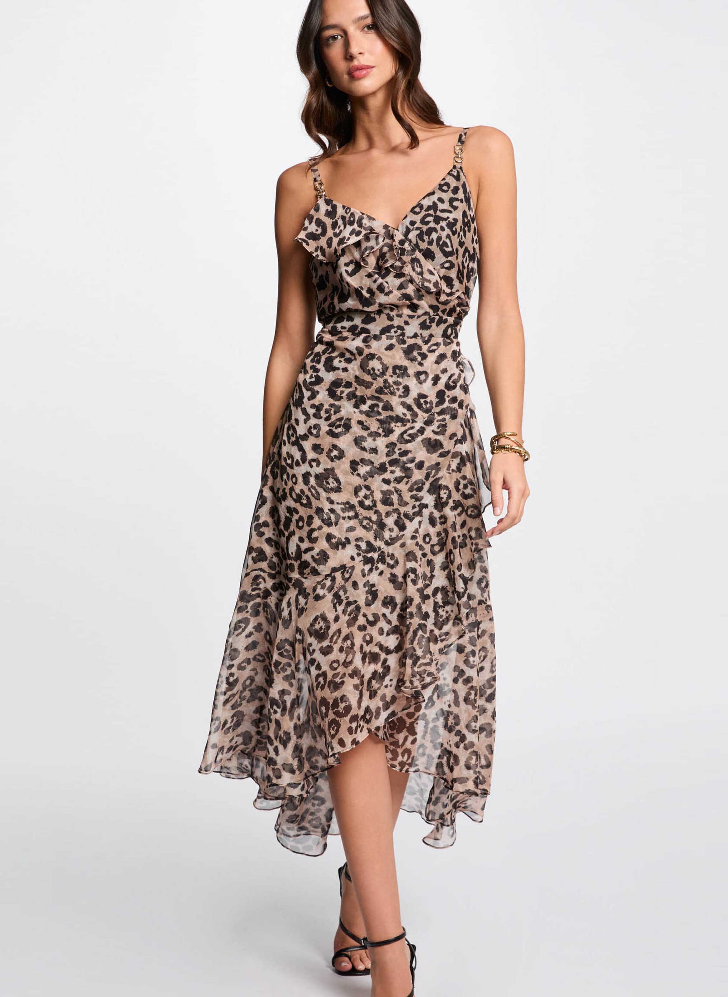 Midi-Kleid mit Wickelausschnitt und Print MORGAN Mehrfarbig