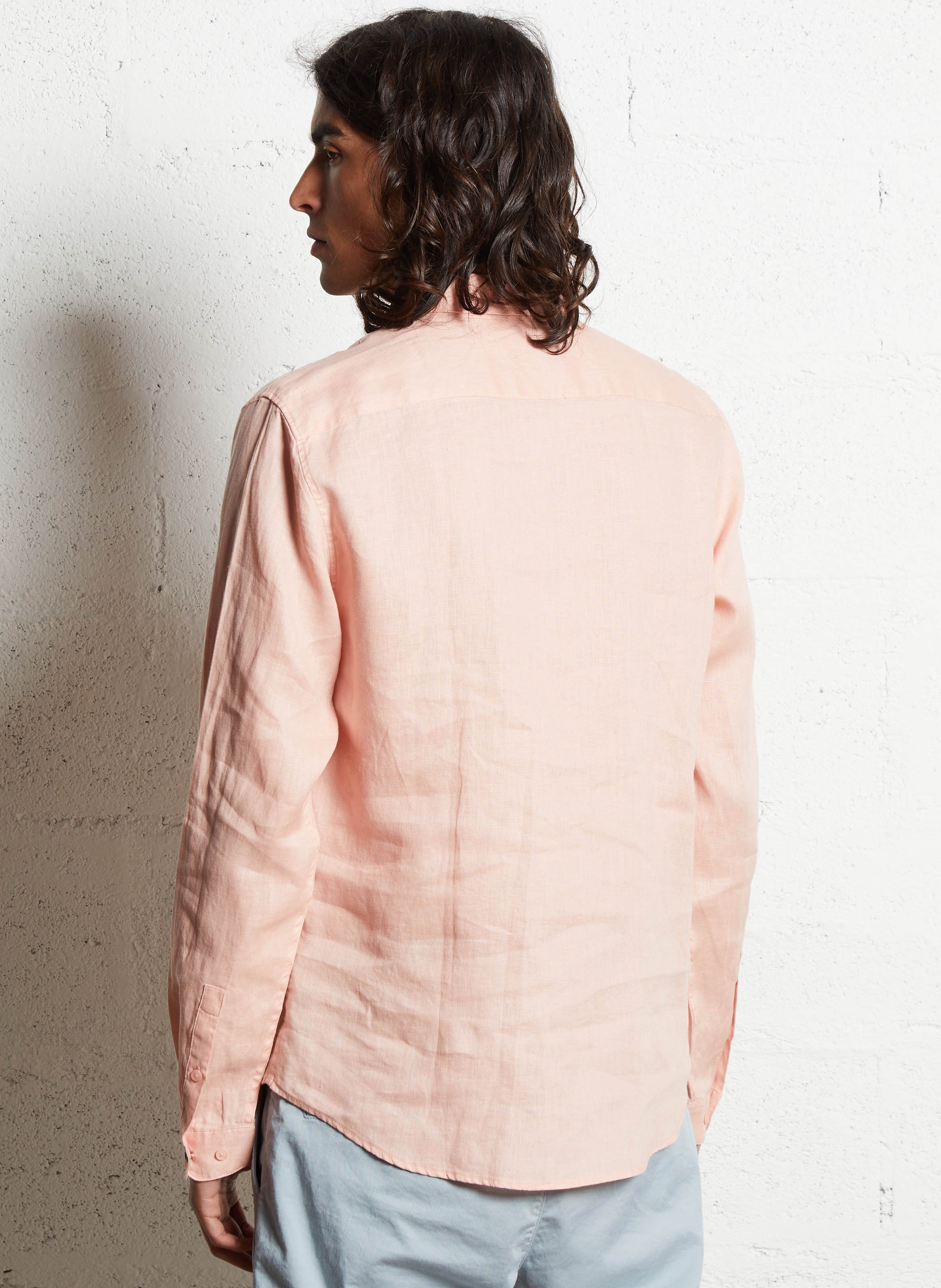 Slim-fit linen shirt IKKS Pink