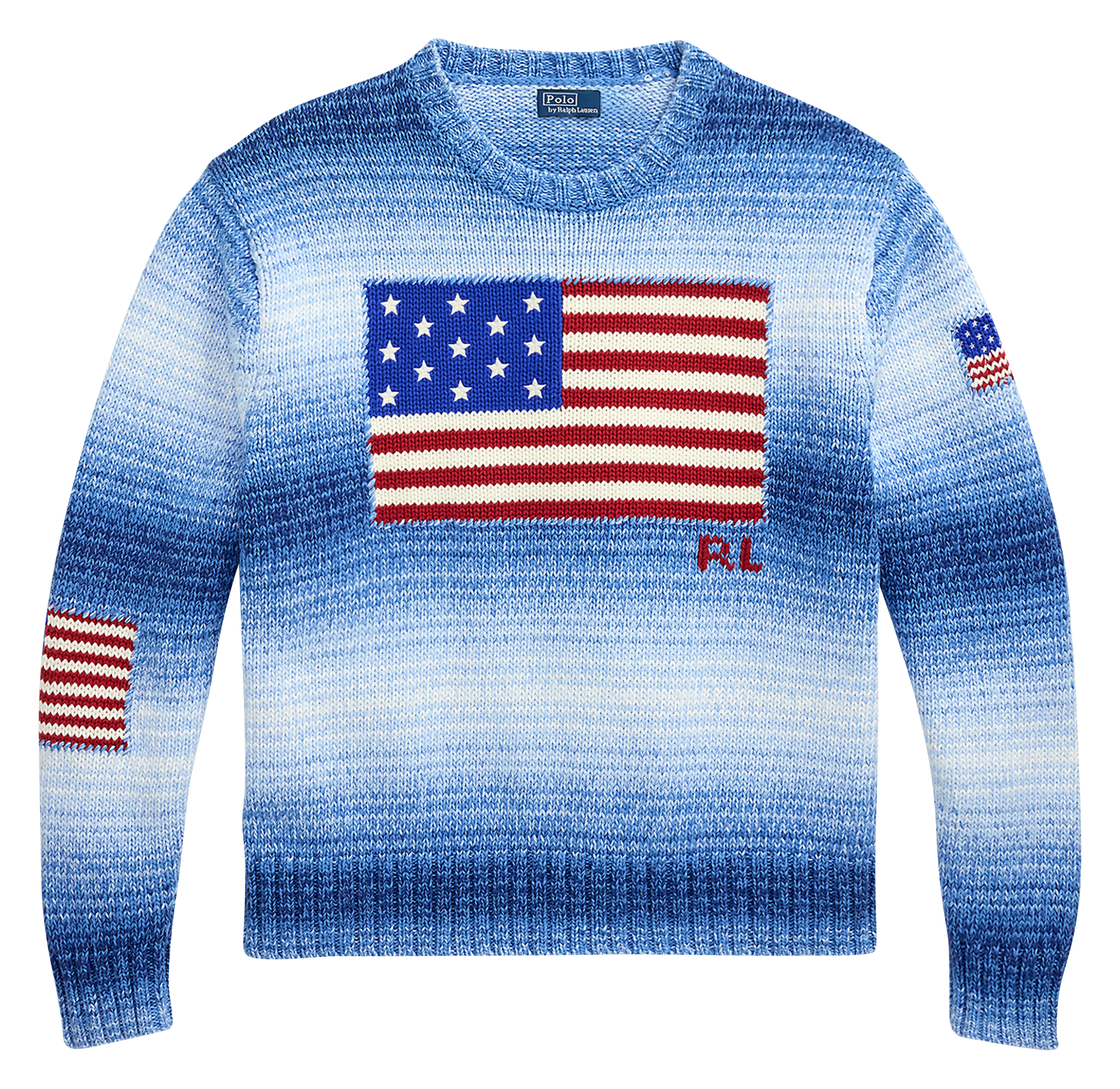 Pull col rond en coton POLO RALPH LAUREN Bleu