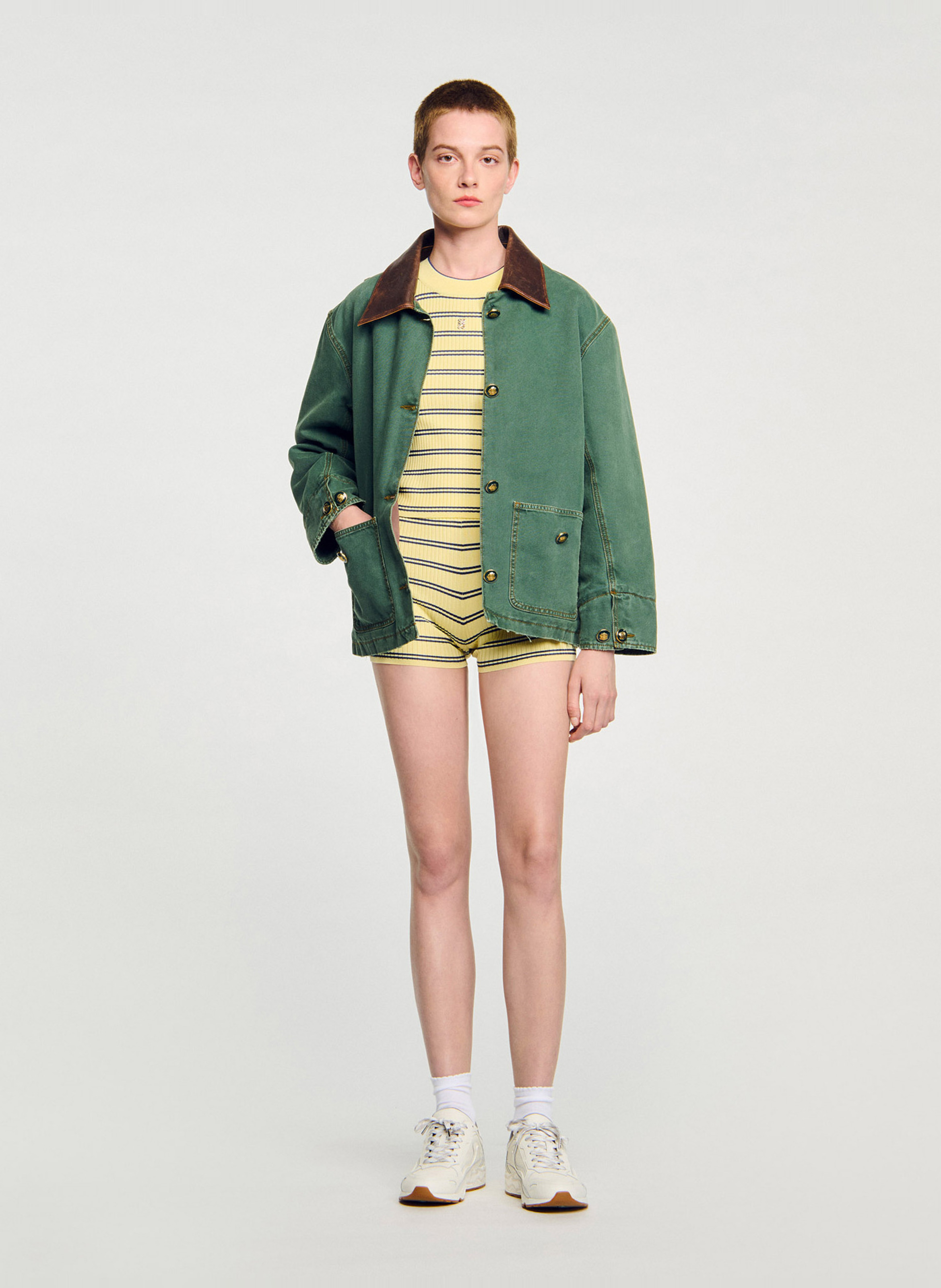 Short en maille rayé SANDRO Jaune