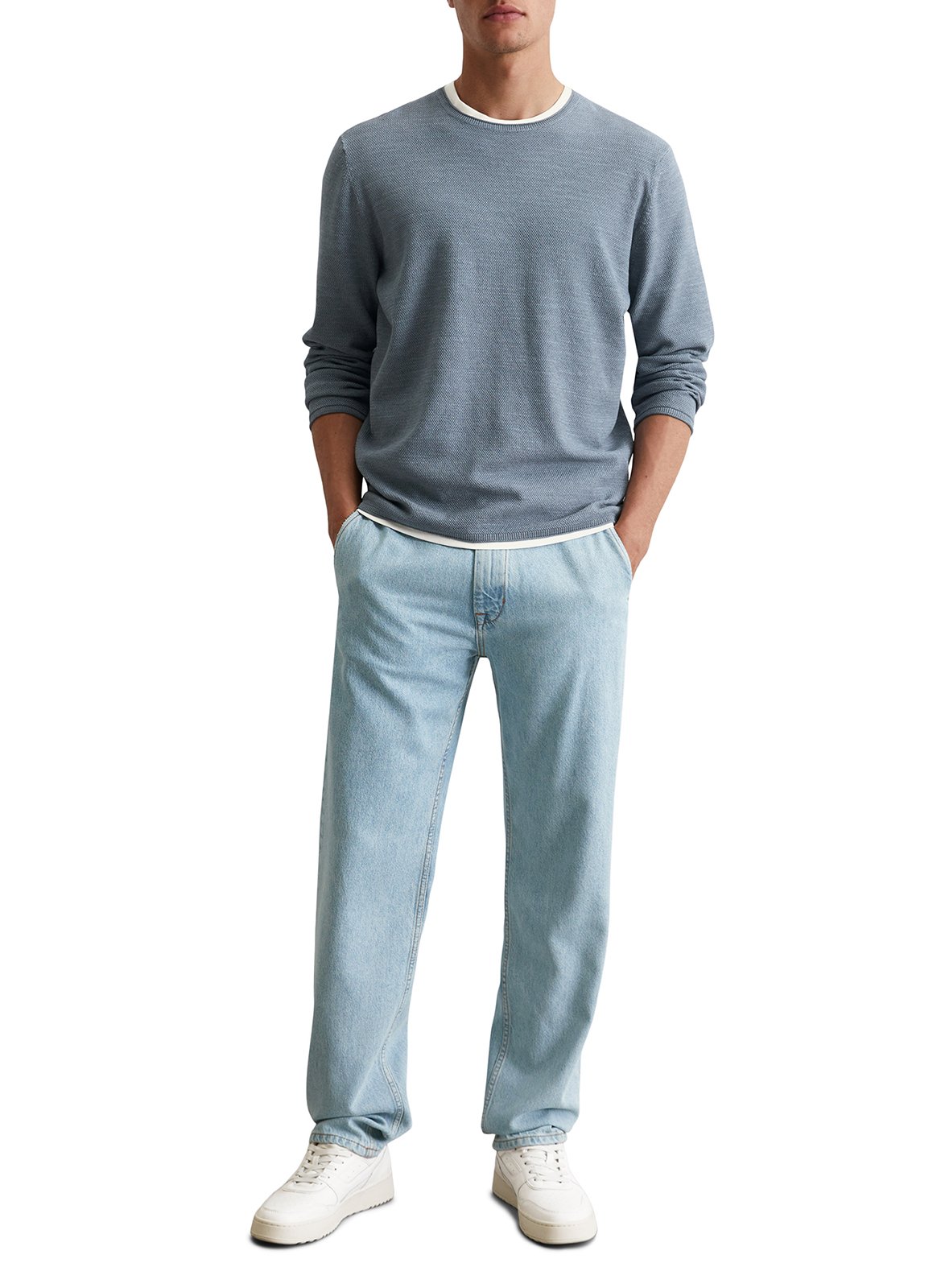 Pull col rond en coton MARC O'POLO Bleu