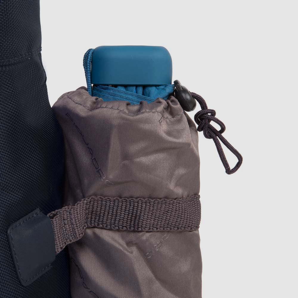 Leather and fabric backpack PIQUADRO Blue