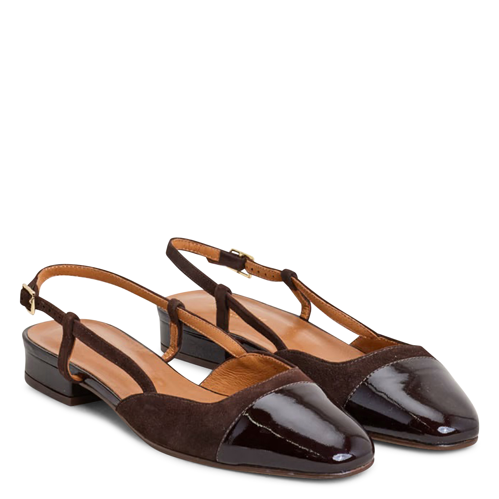Two-tone leather ballerina flats JONAK Brown